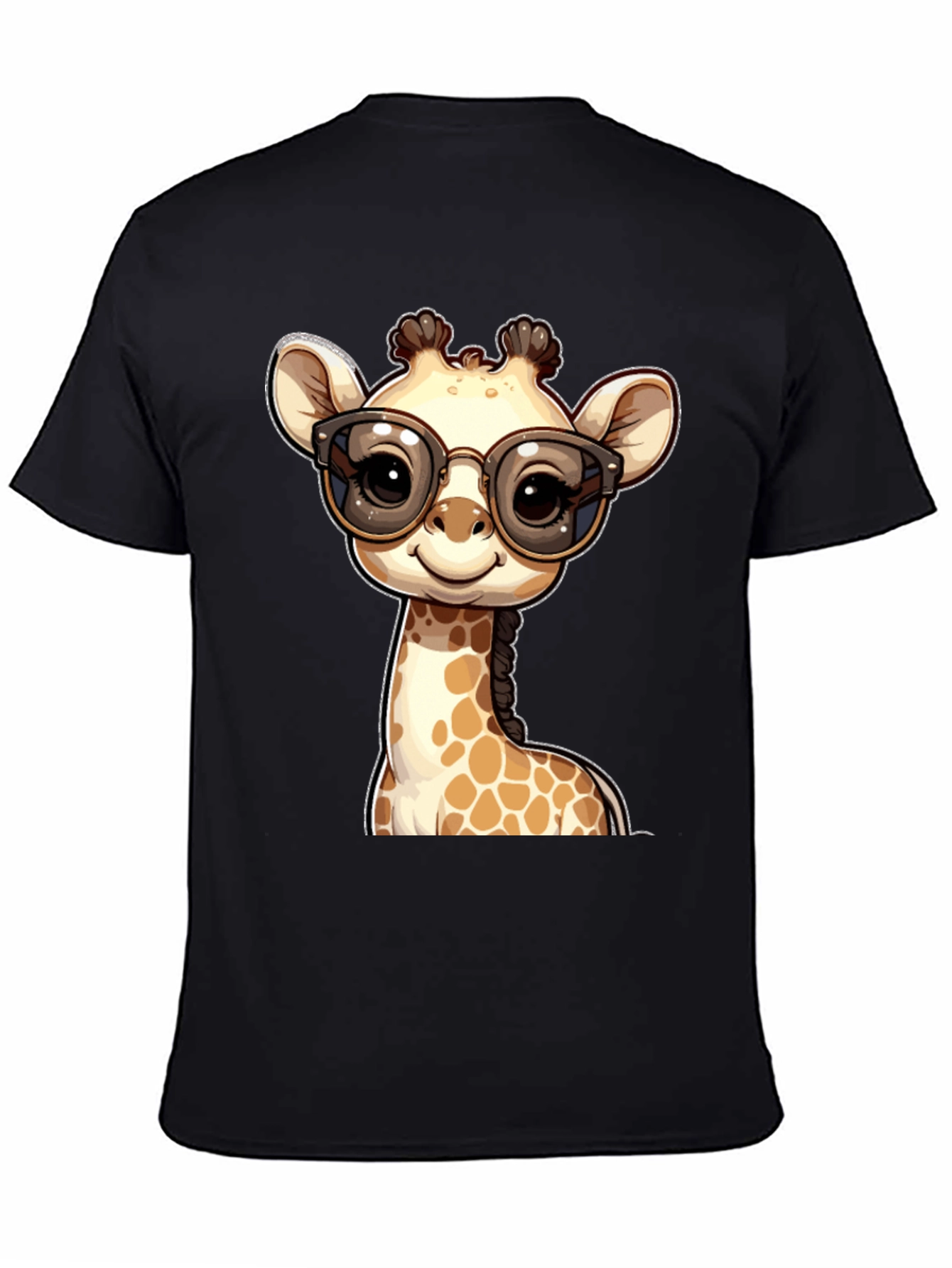 Black Giraffe with Glasses Graphic Tee view 4