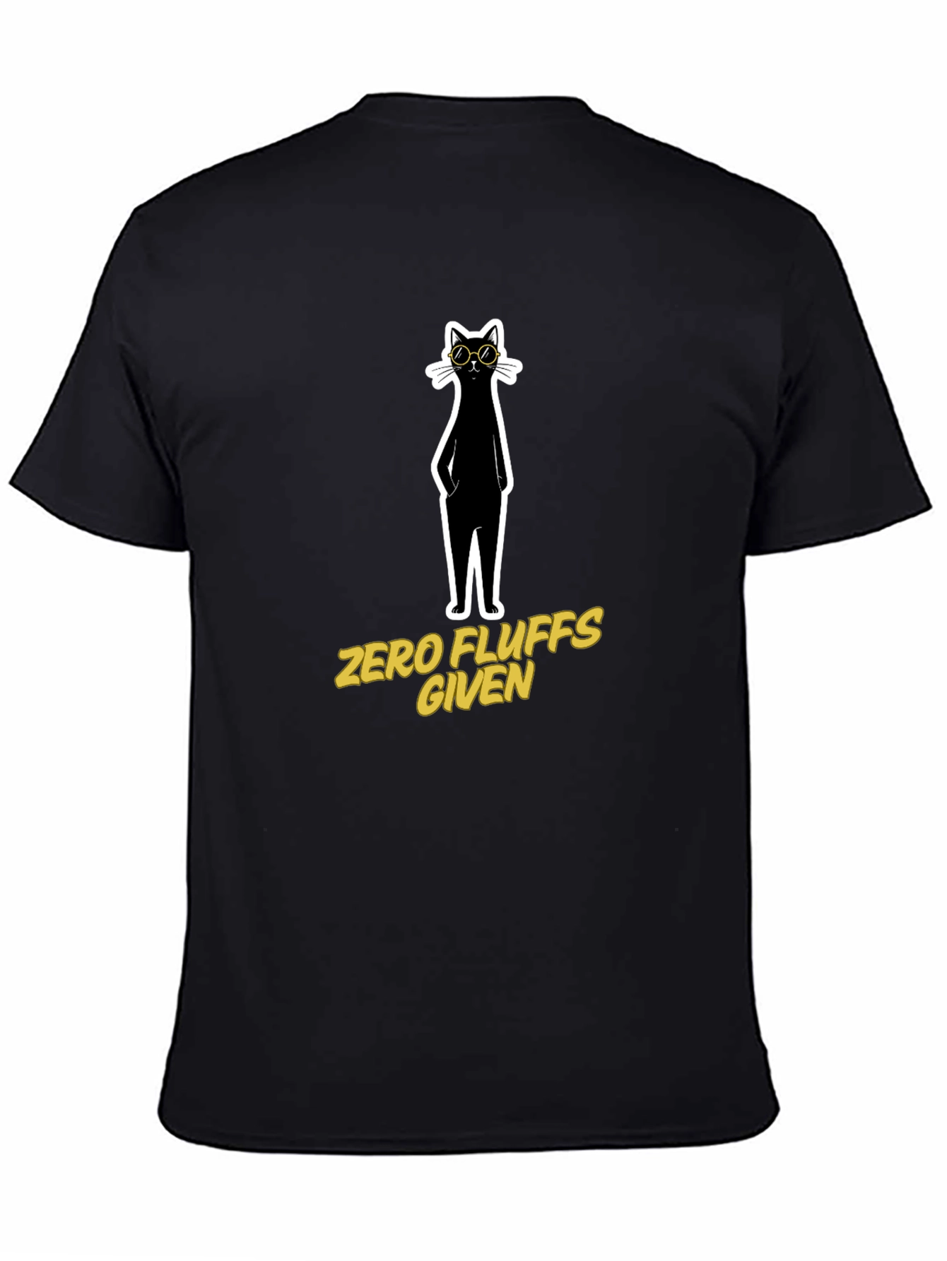 Black Zero Fluffs Given Cat T-Shirt view 4