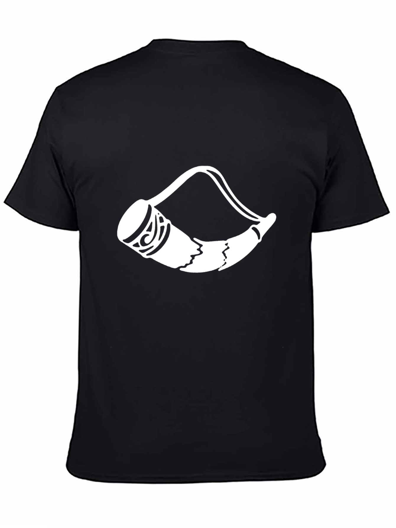 Black Tribal Horn Graphic Tee - Black Cotton Blend view 4