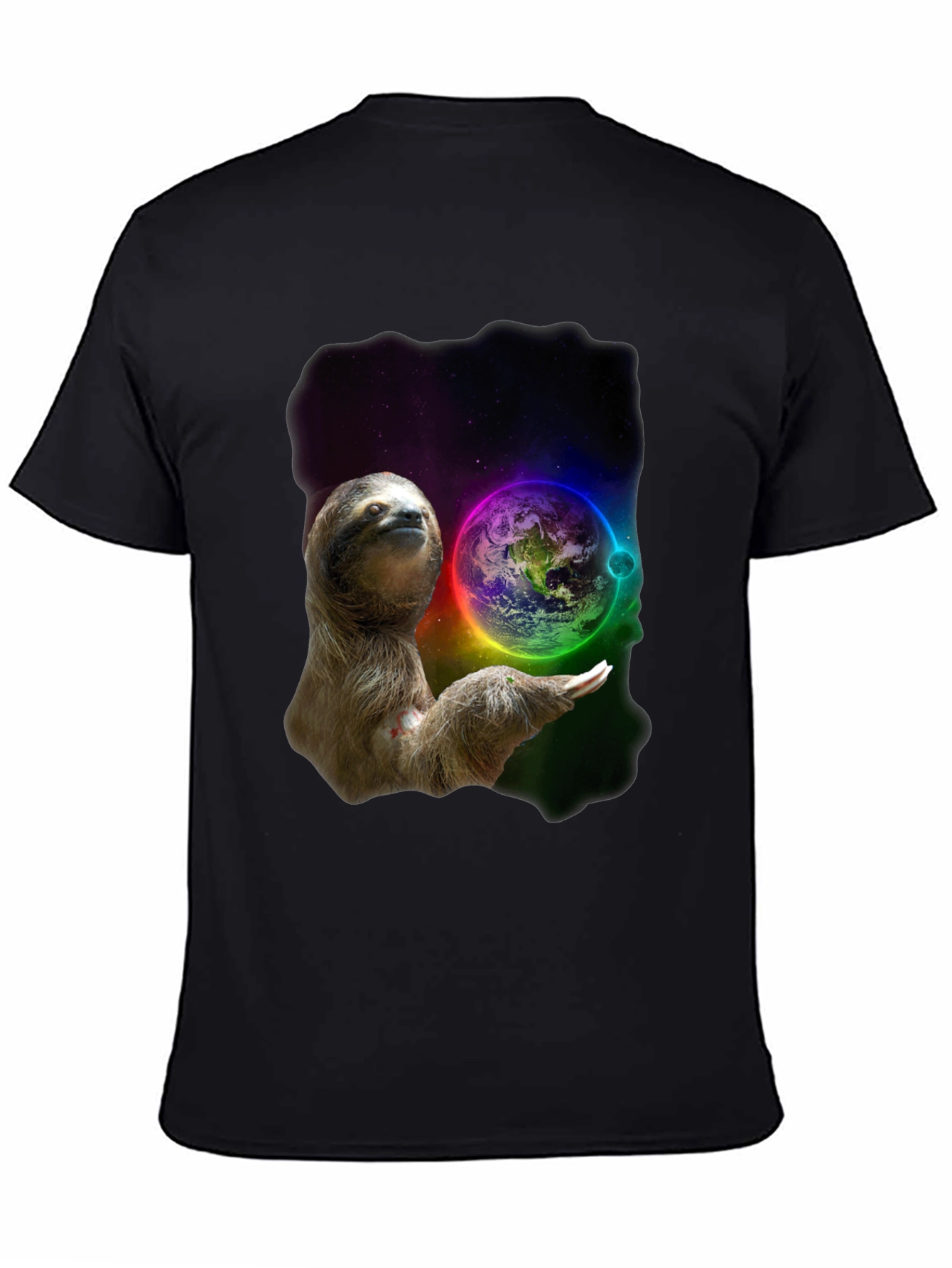Black Cosmic Sloth T-Shirt -  Planet Protector Design view 4