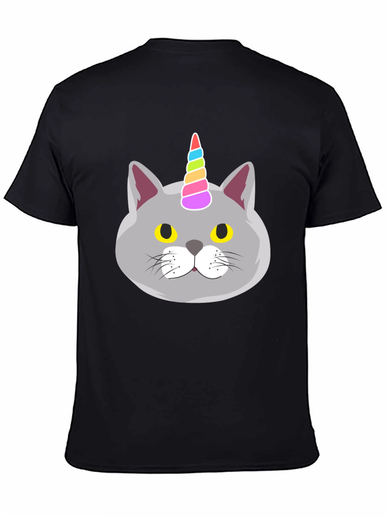 Black Unicorn Cat Graphic Tee - Men's Black T-Shirt view 4