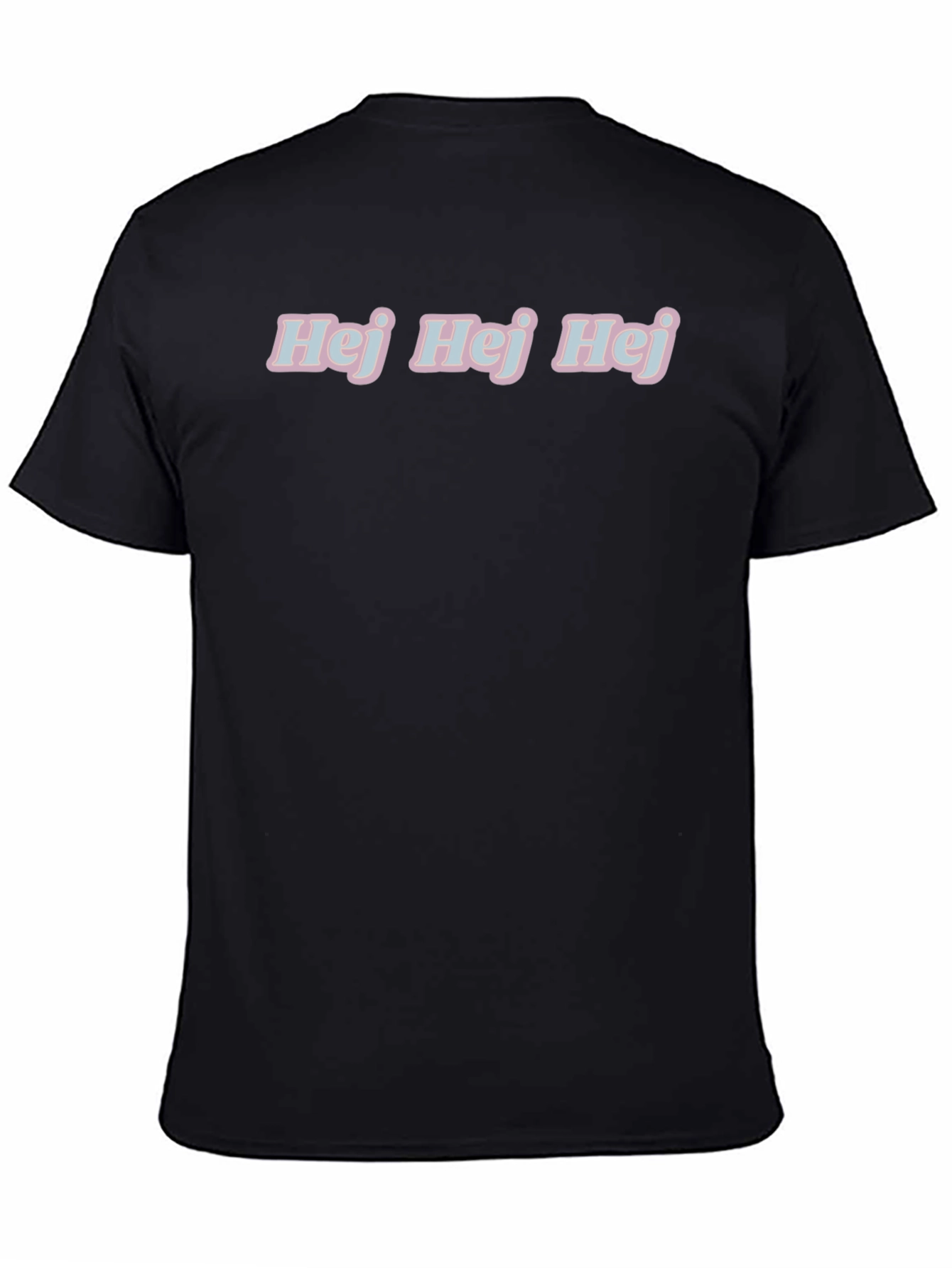 Black Hej Hej Hej T-Shirt - Casual Black Tee view 4