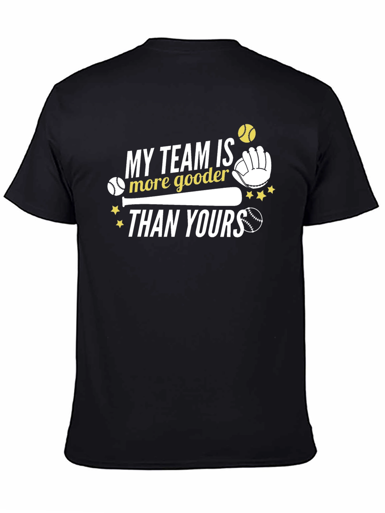 Black Baseball Team Humor Graphic T-Shirt view 4