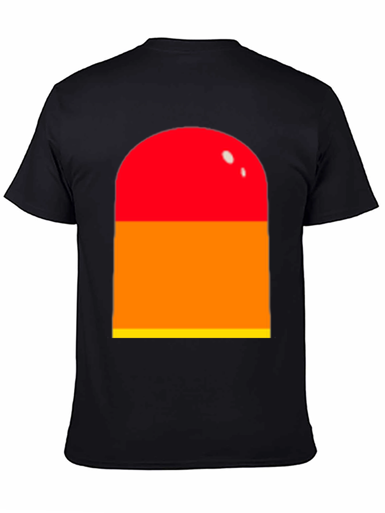 Black Retro Color Block Tee - Red, Orange, Yellow Graphic T-Shirt view 4