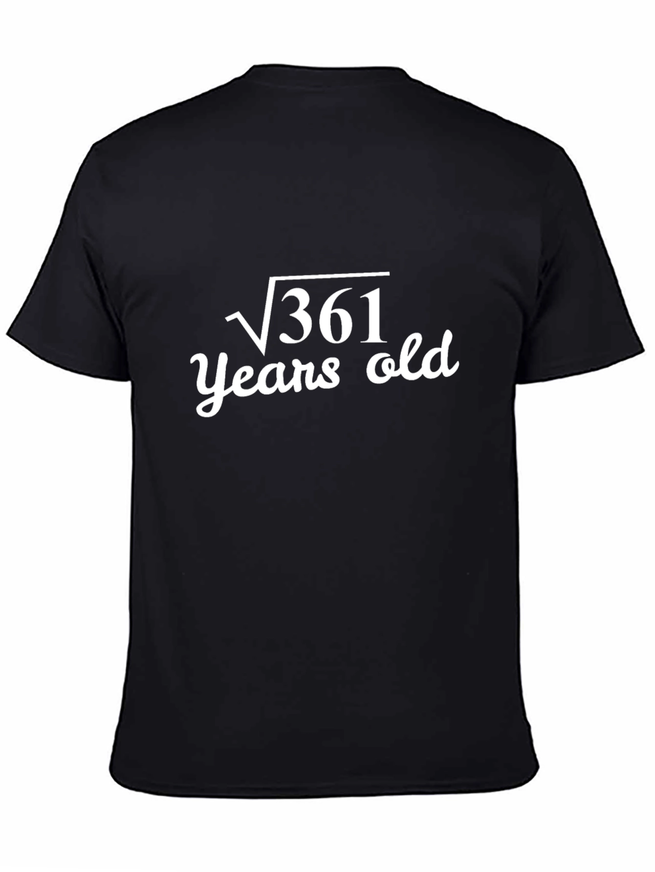 Black 19th Birthday T-Shirt: Square Root of 361 Years Old view 4