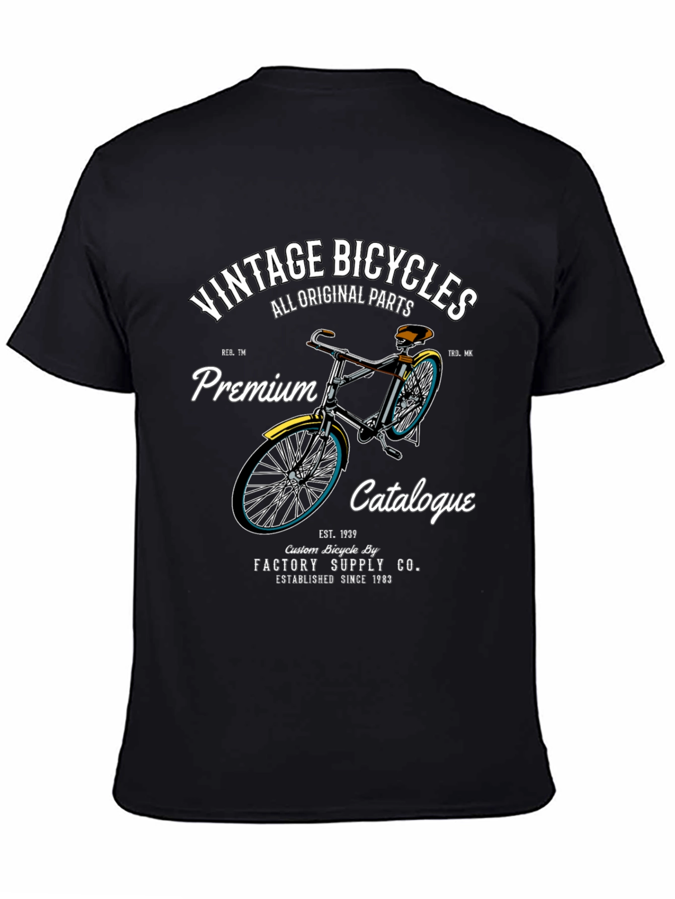 Black Vintage Bicycles Premium T-Shirt view 4