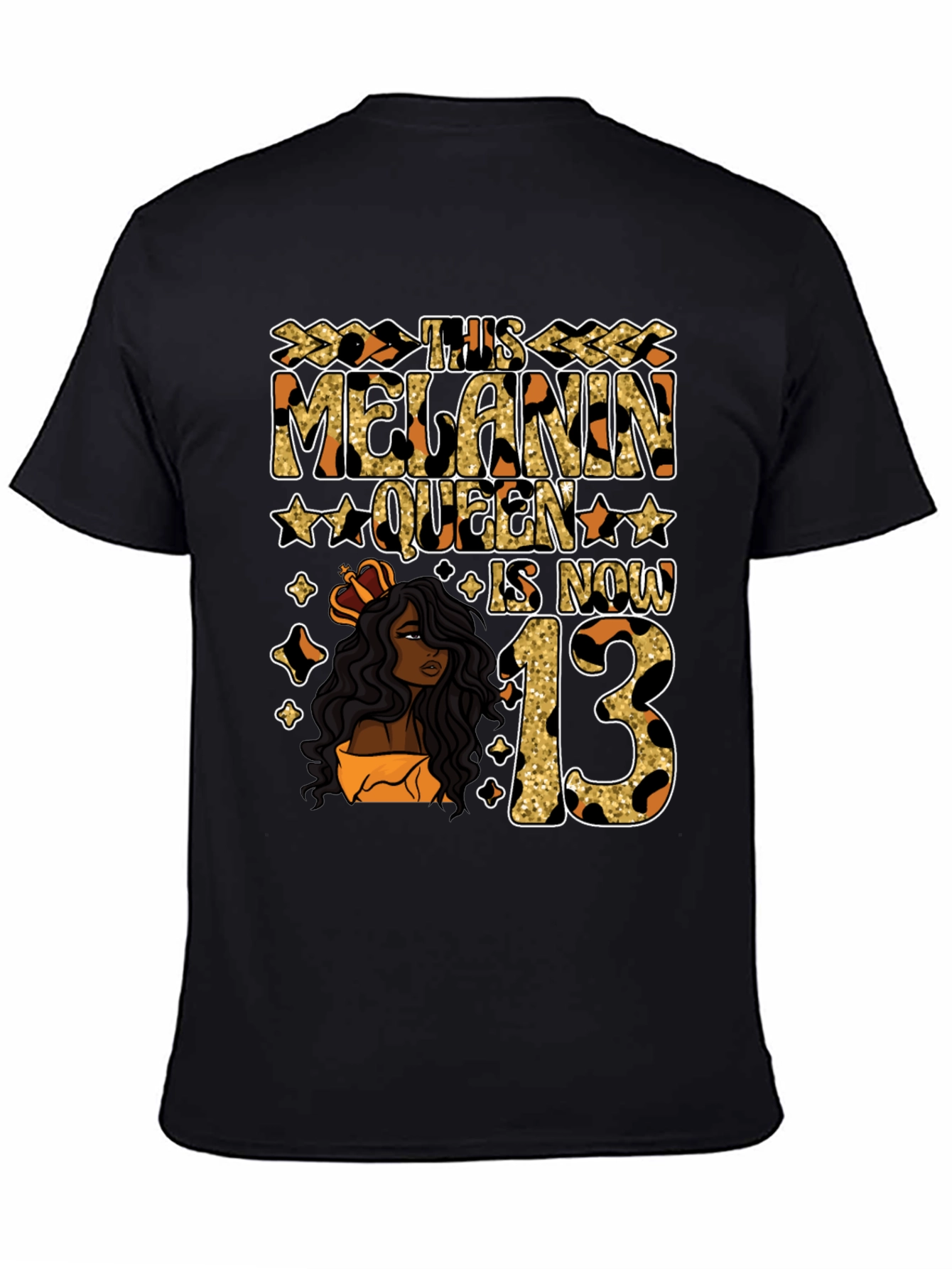 Black Melanin Queen 13th Birthday T-Shirt view 4
