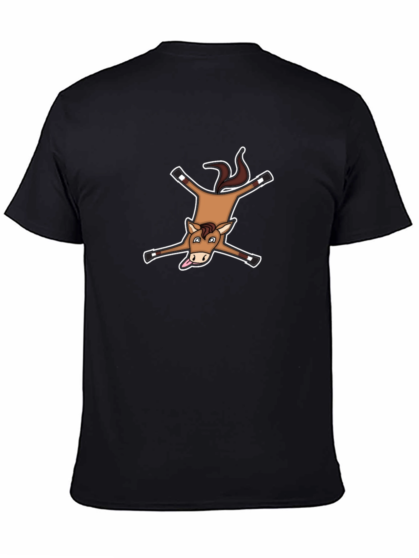 Black Funny Dead Horse Cartoon T-Shirt view 4
