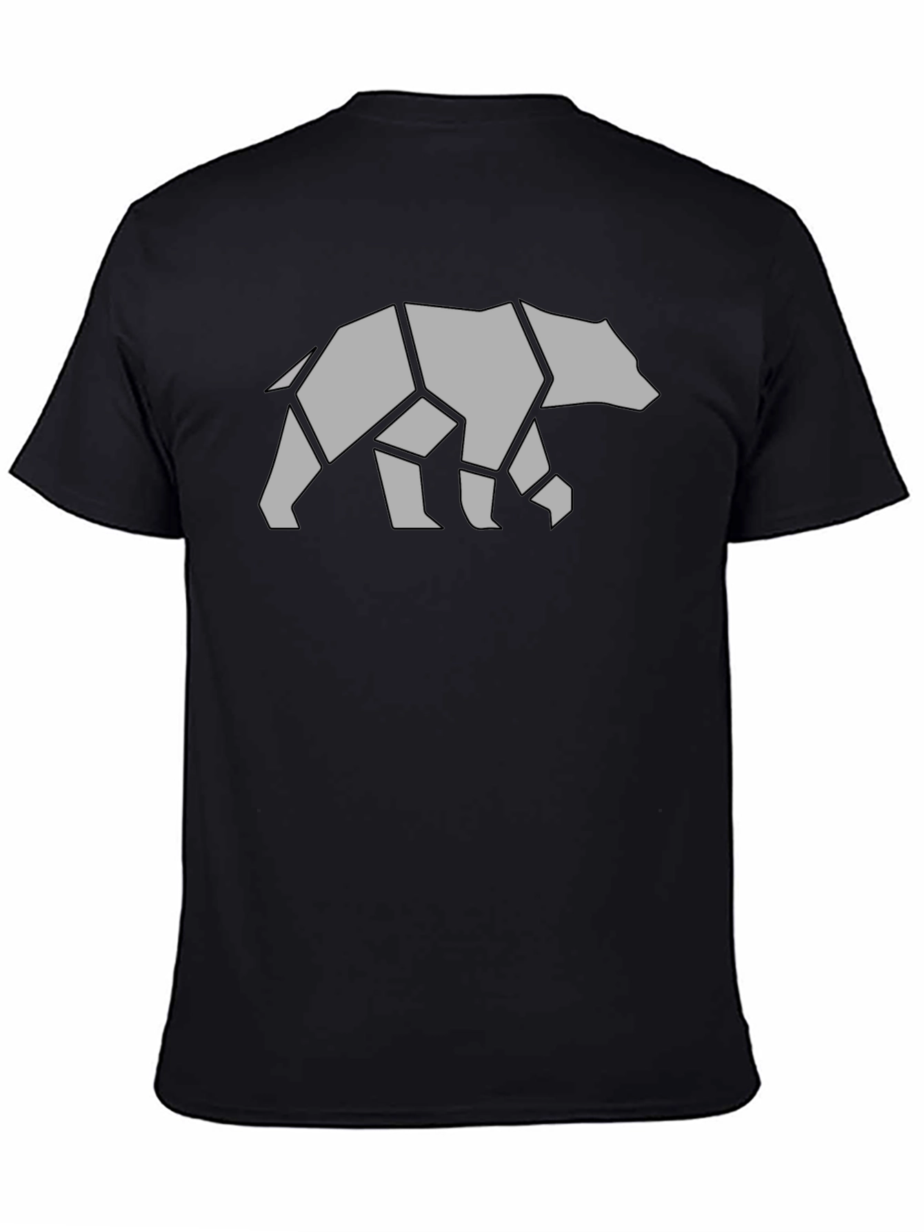 Black Geometric Bear Graphic Tee - Black Casual Shirt view 4