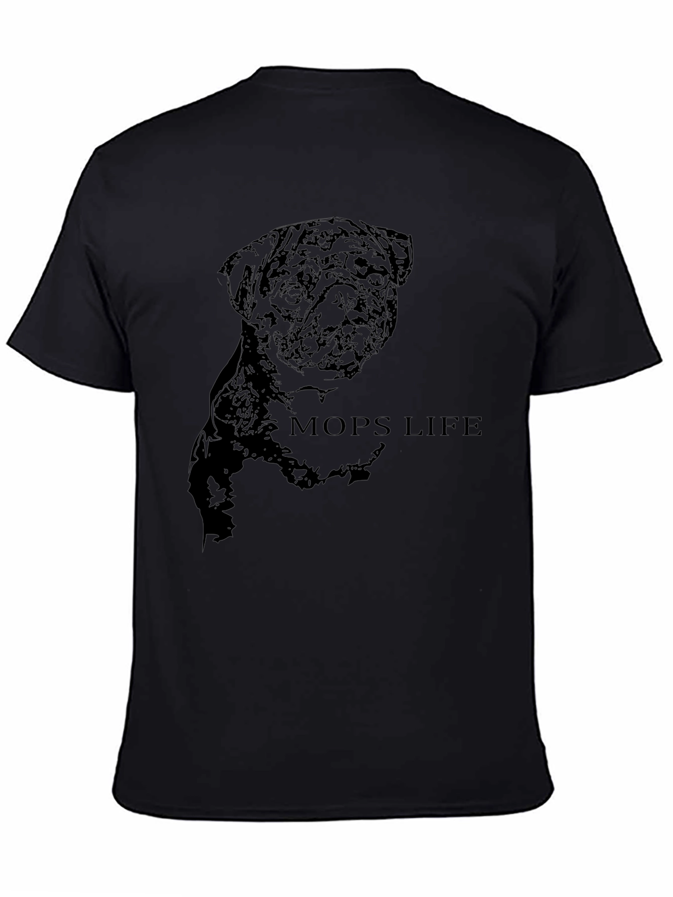 Black Men's Black Pug Life Graphic T-Shirt view 4