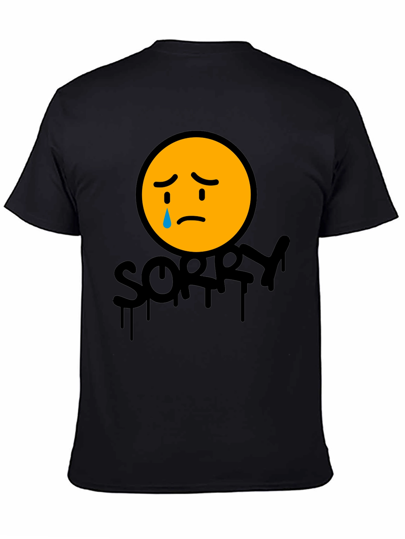 Black Sorry Face Graphic Tee - Black Cotton Blend view 4
