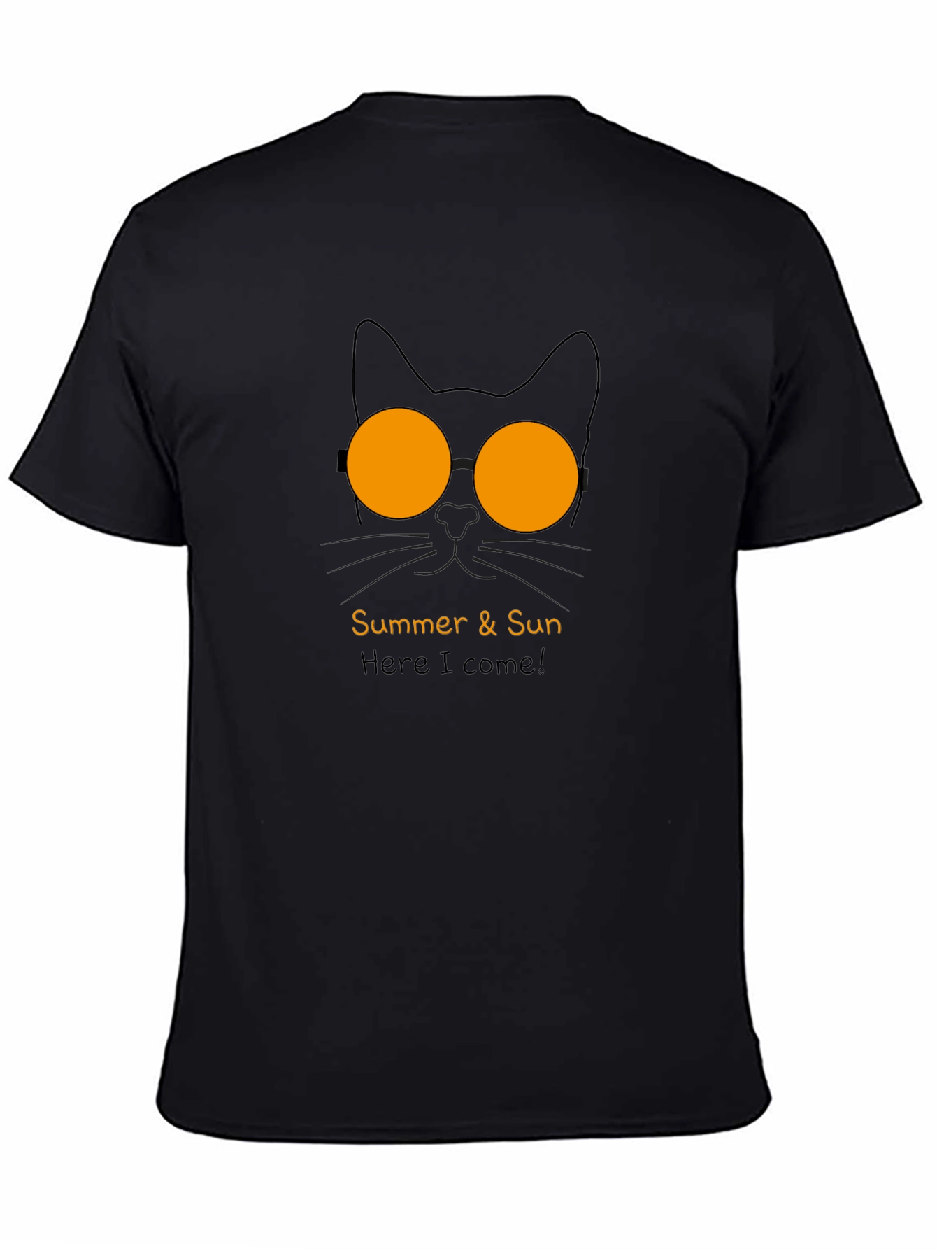 Black Summer Cat T-Shirt - Cool Shades & Sunny Vibes view 4