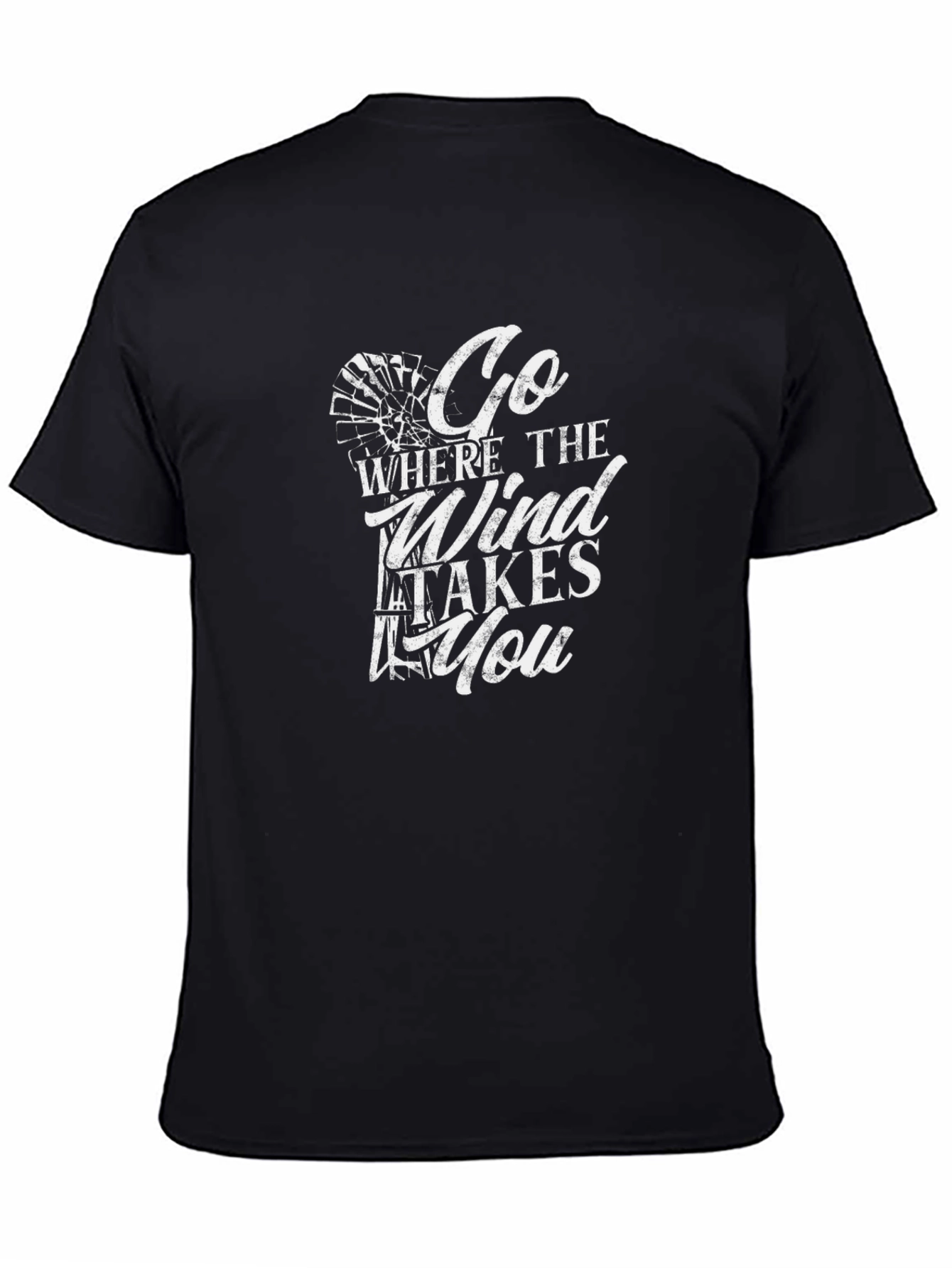 Black Go Where The Wind Takes You Graphic Tee view 4