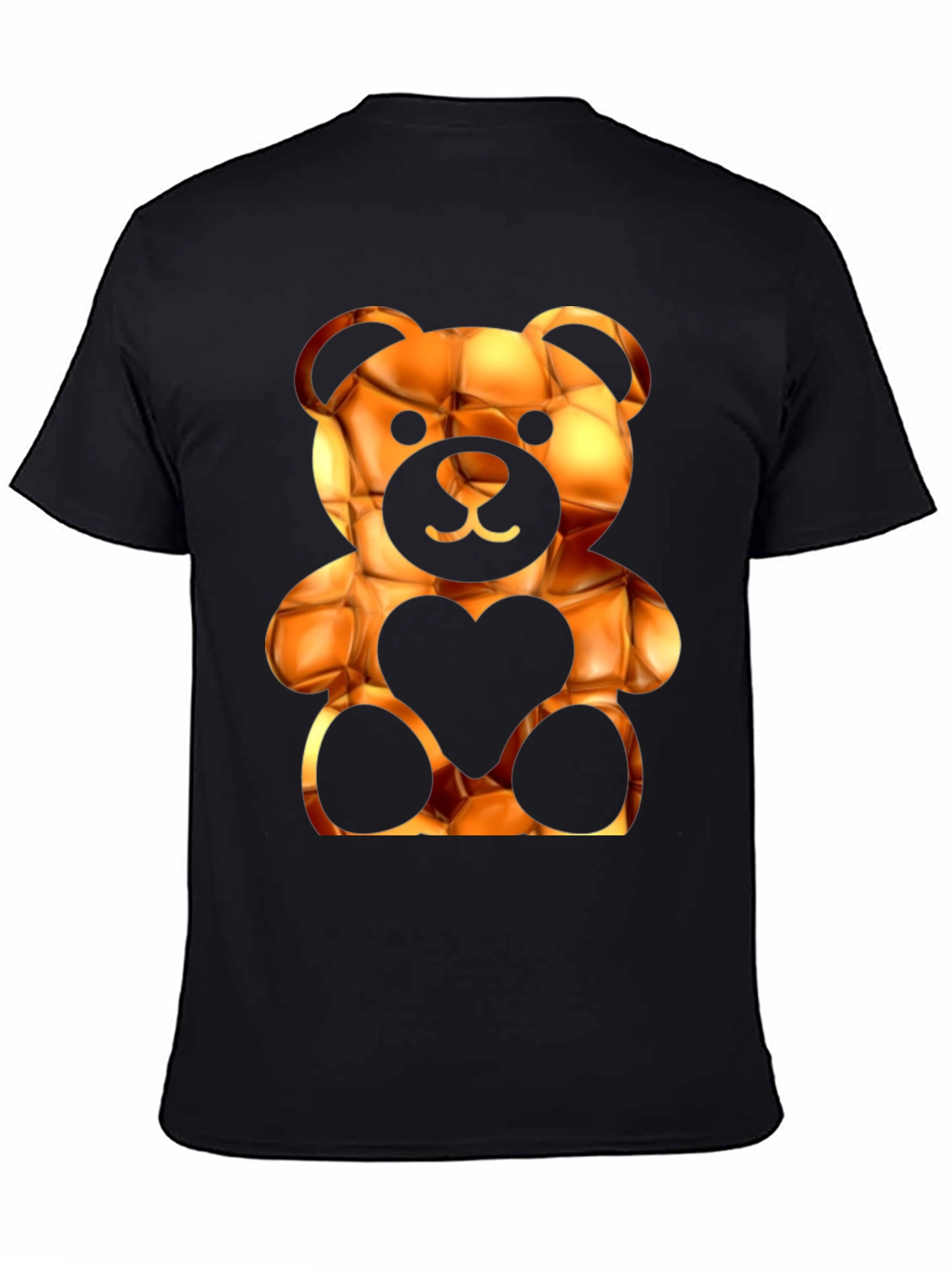 Black Trendy Black Bear Heart Graphic Tee view 4