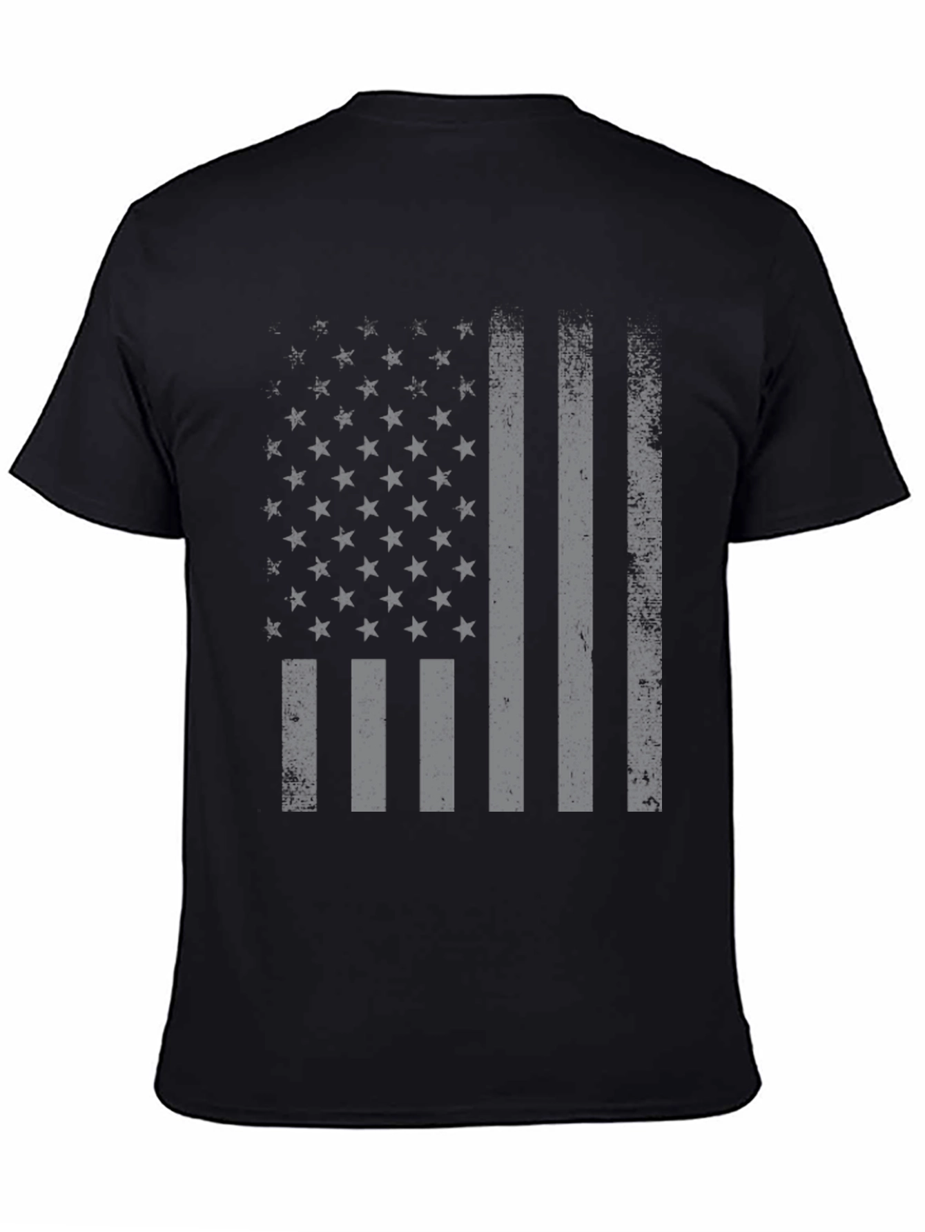 Black Distressed American Flag Graphic T-Shirt view 4