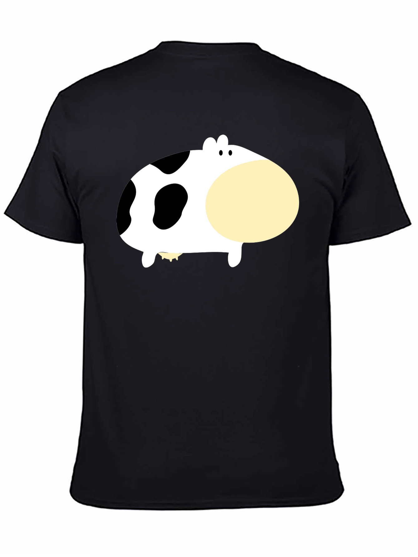 Black Cute Cartoon Cow Graphic Tee - Black view 4