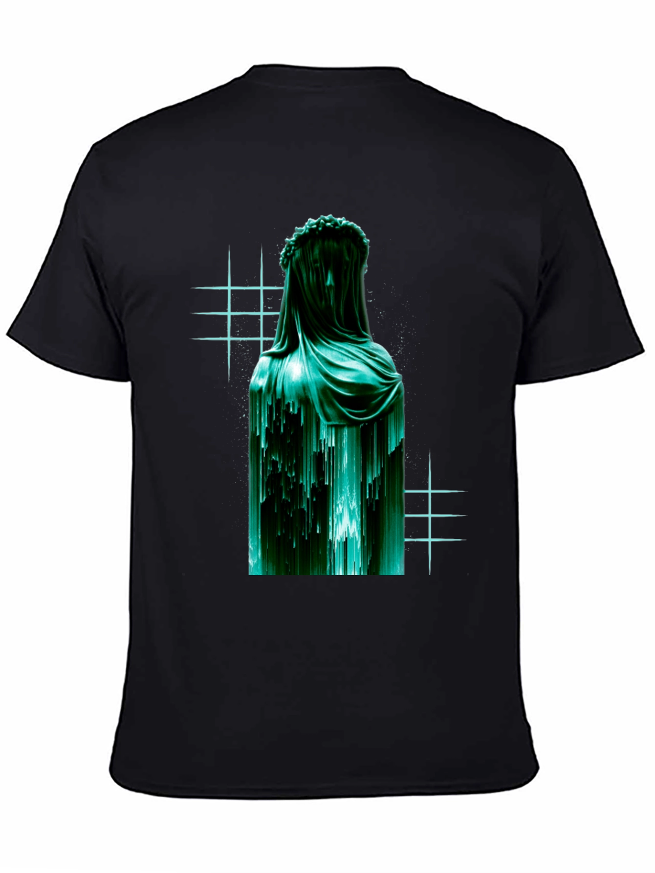 Black Veiled Statue Graphic T-Shirt - Modern Art Tee view 4