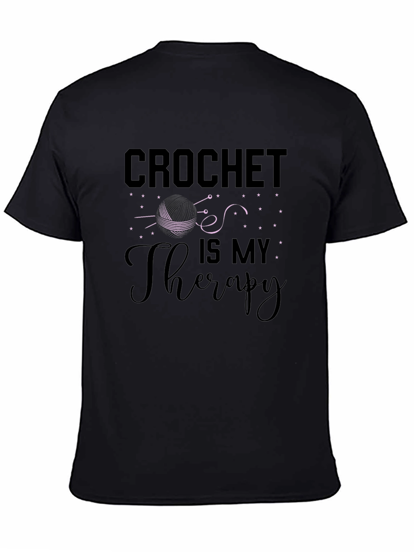 Black Crochet Is My Therapy Graphic Tee view 4