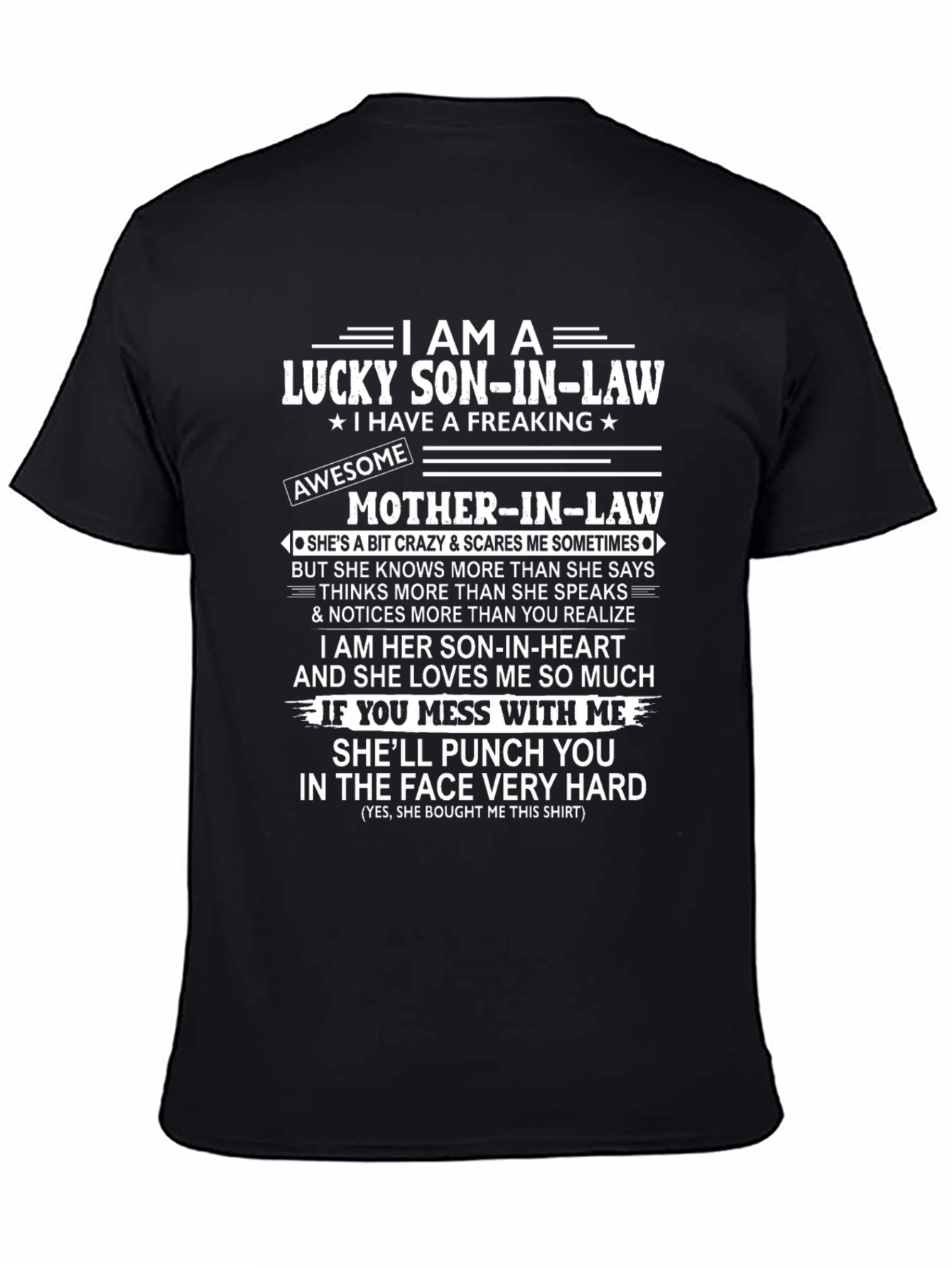 Black Lucky Son-In-Law Novelty Graphic T-Shirt view 4