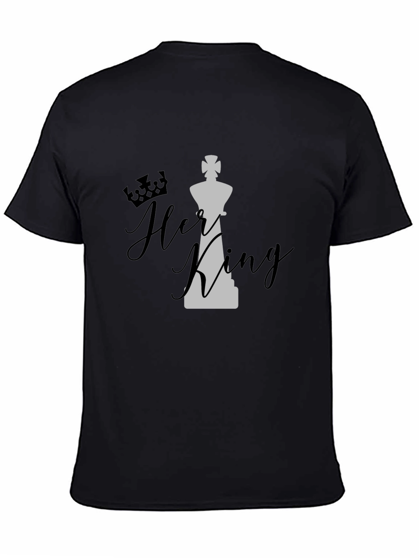 Black Her King Graphic T-Shirt - Black Cotton Blend Casual Tee view 4