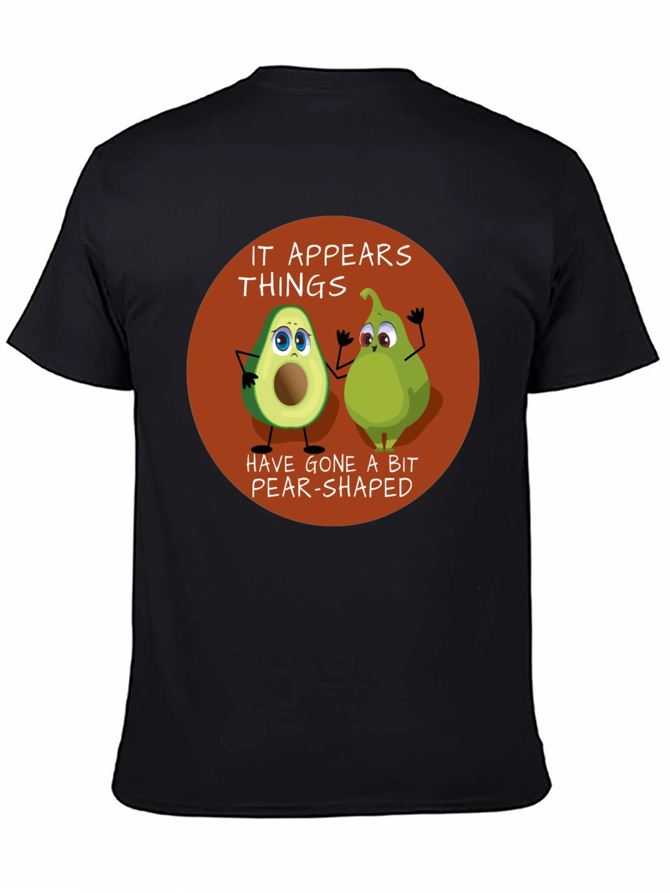 Black Funny Avocado & Pear Graphic T-Shirt view 4
