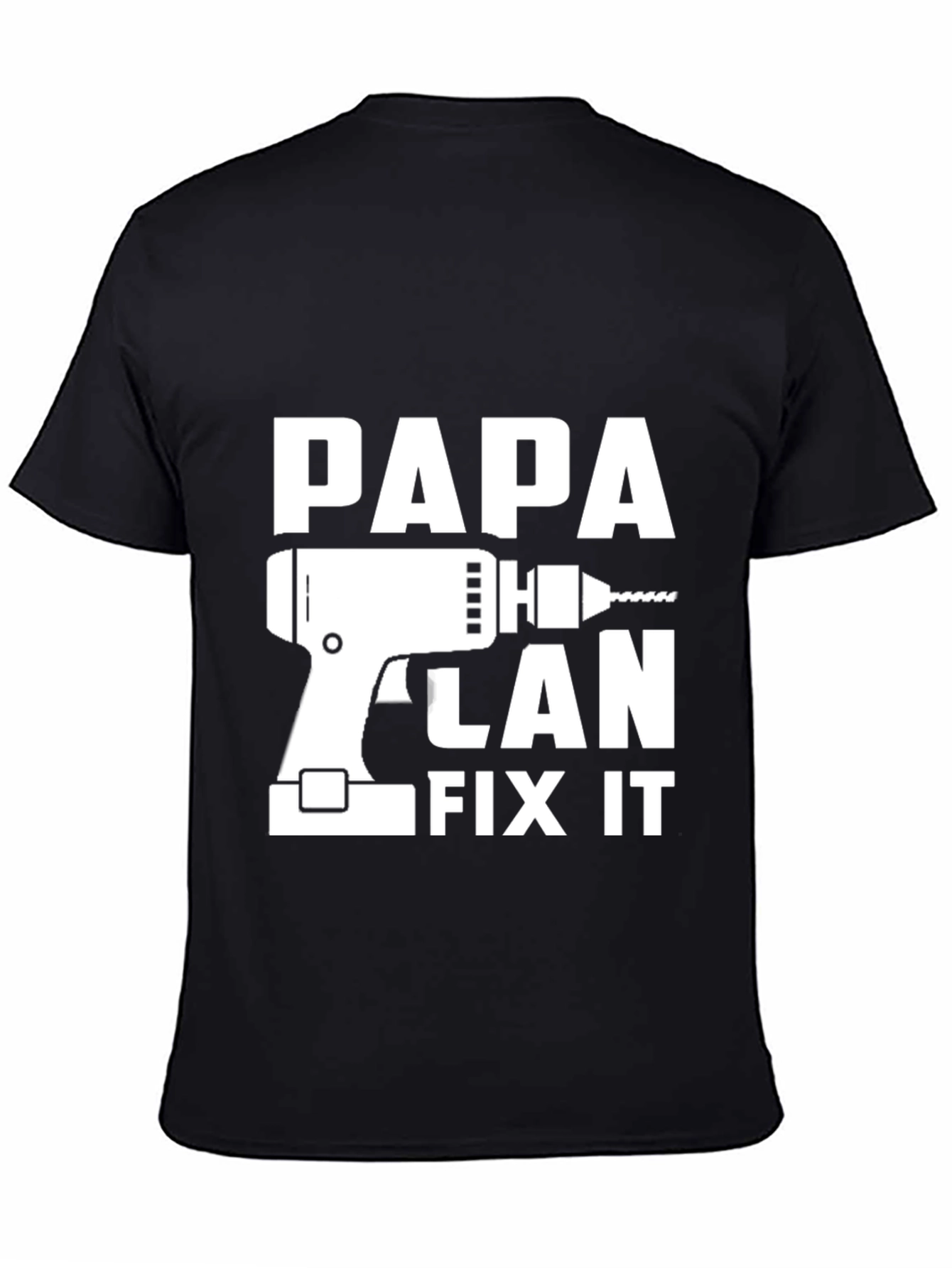 Black Papa Can Fix It T-Shirt - Funny Dad Tee view 4