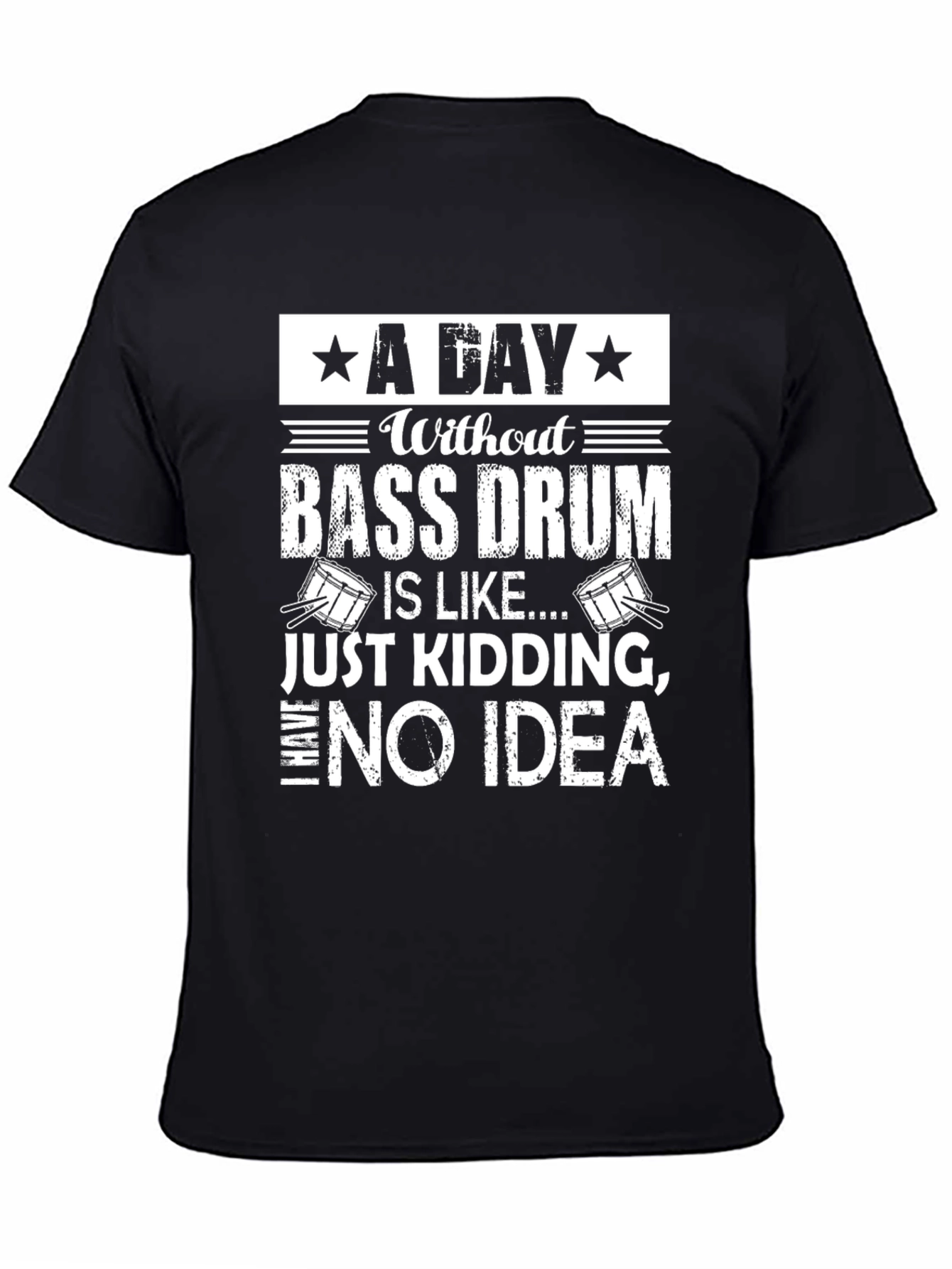 Black Bass Drum T-Shirt - Funny Drummer Tee view 4