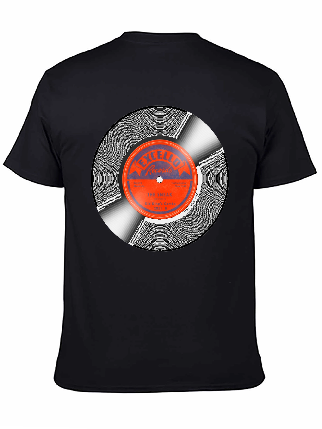 Black Vintage Record Graphic Tee - Retro Music Lover T-Shirt view 4