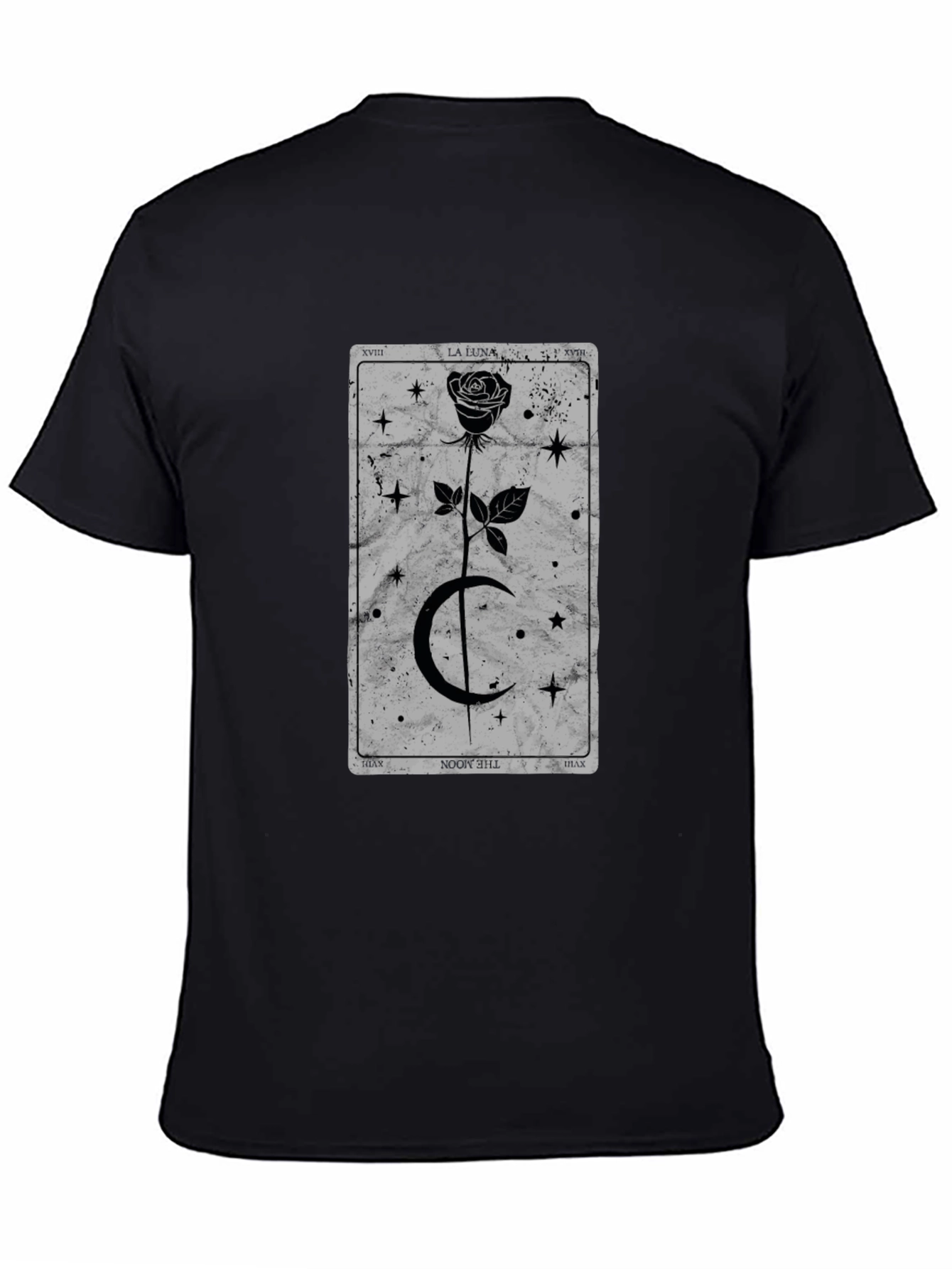 Black Moon Tarot Card T-Shirt - Gothic Rose Design view 4
