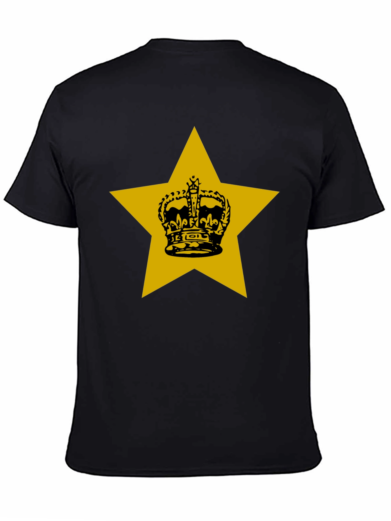 Black Crown Star Graphic Tee - Black Cotton Casual Shirt view 4