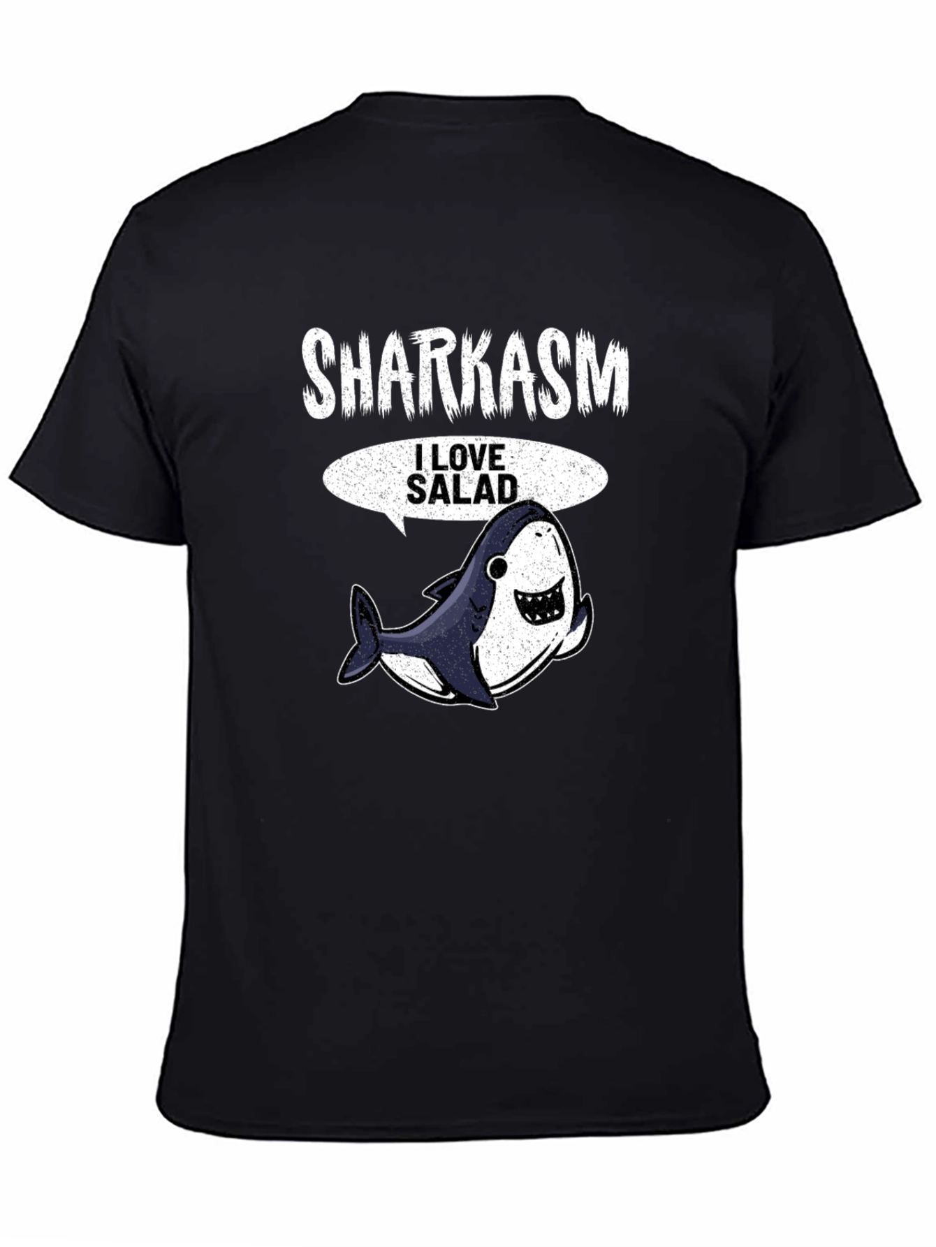 Black Sharkasm I Love Salad Men's Black T-Shirt view 4