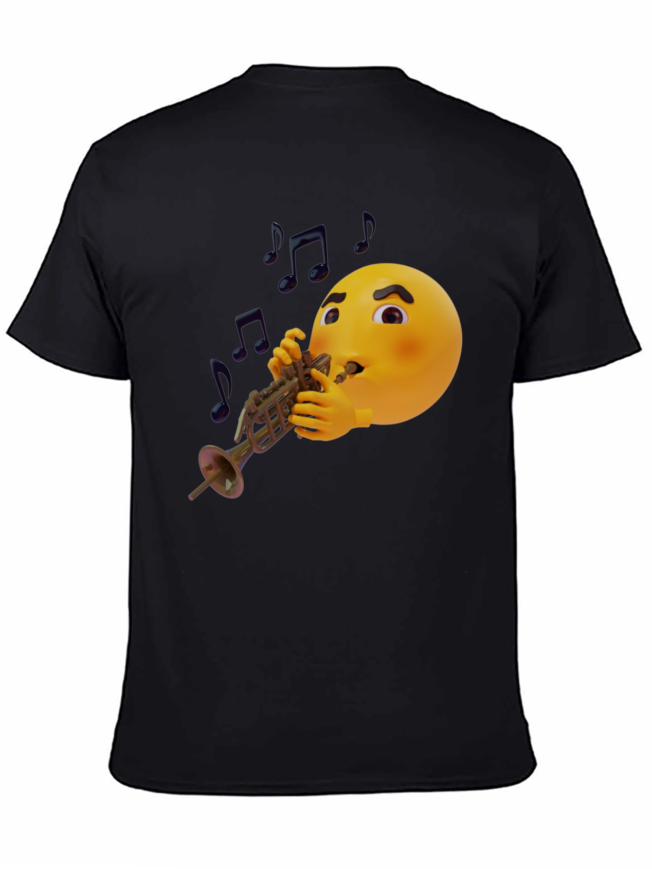 Black Emoji Trumpet Player Graphic T-Shirt view 4