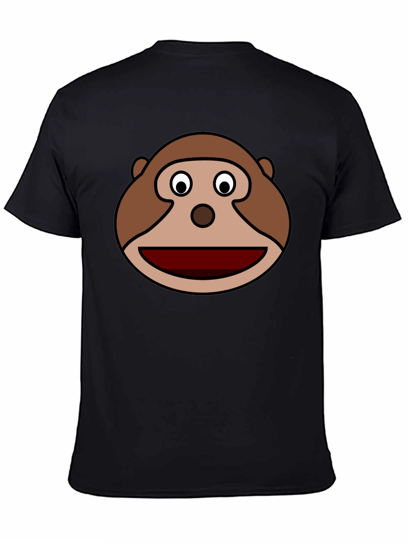 Black Monkey Face Graphic Tee - Black Cotton Casual view 4