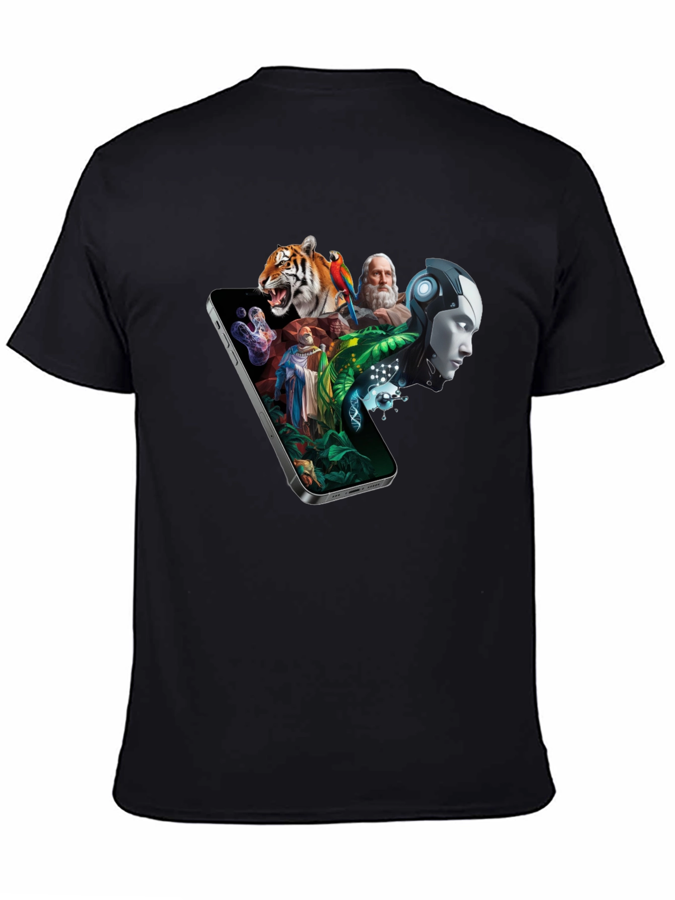 Black Evolutionary T-Shirt: Art Meets Technology view 4