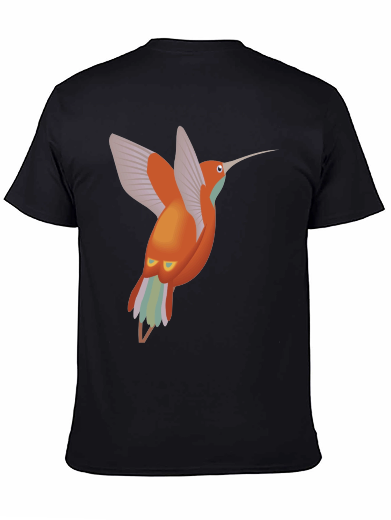 Black Hummingbird Graphic Tee - Black Cotton T-Shirt view 4
