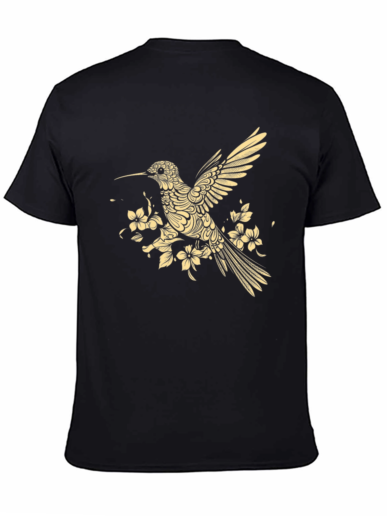 Black Hummingbird Floral Graphic T-Shirt - Modern Style view 4