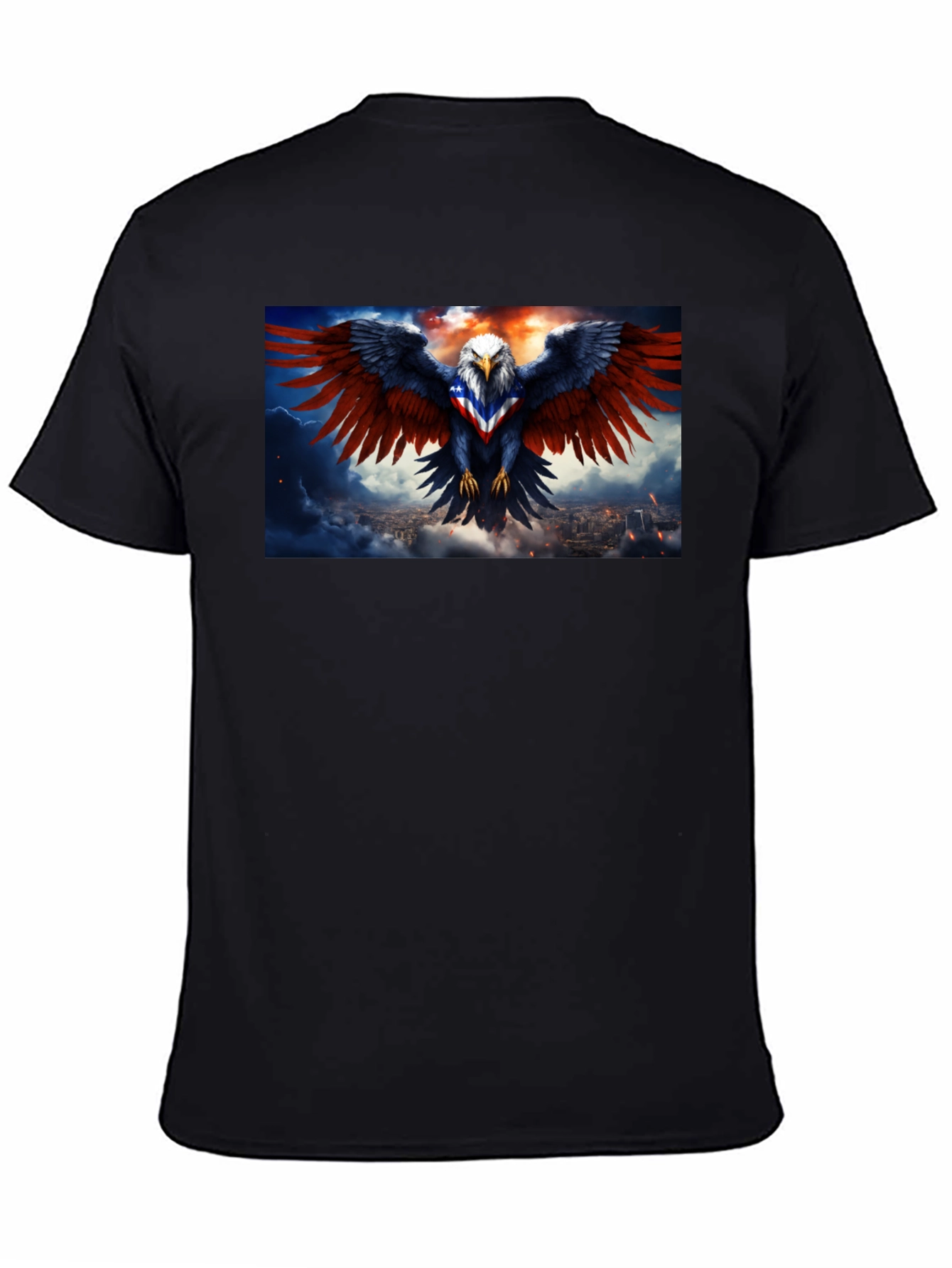 Black American Eagle Graphic T-Shirt - Patriotic Design view 4