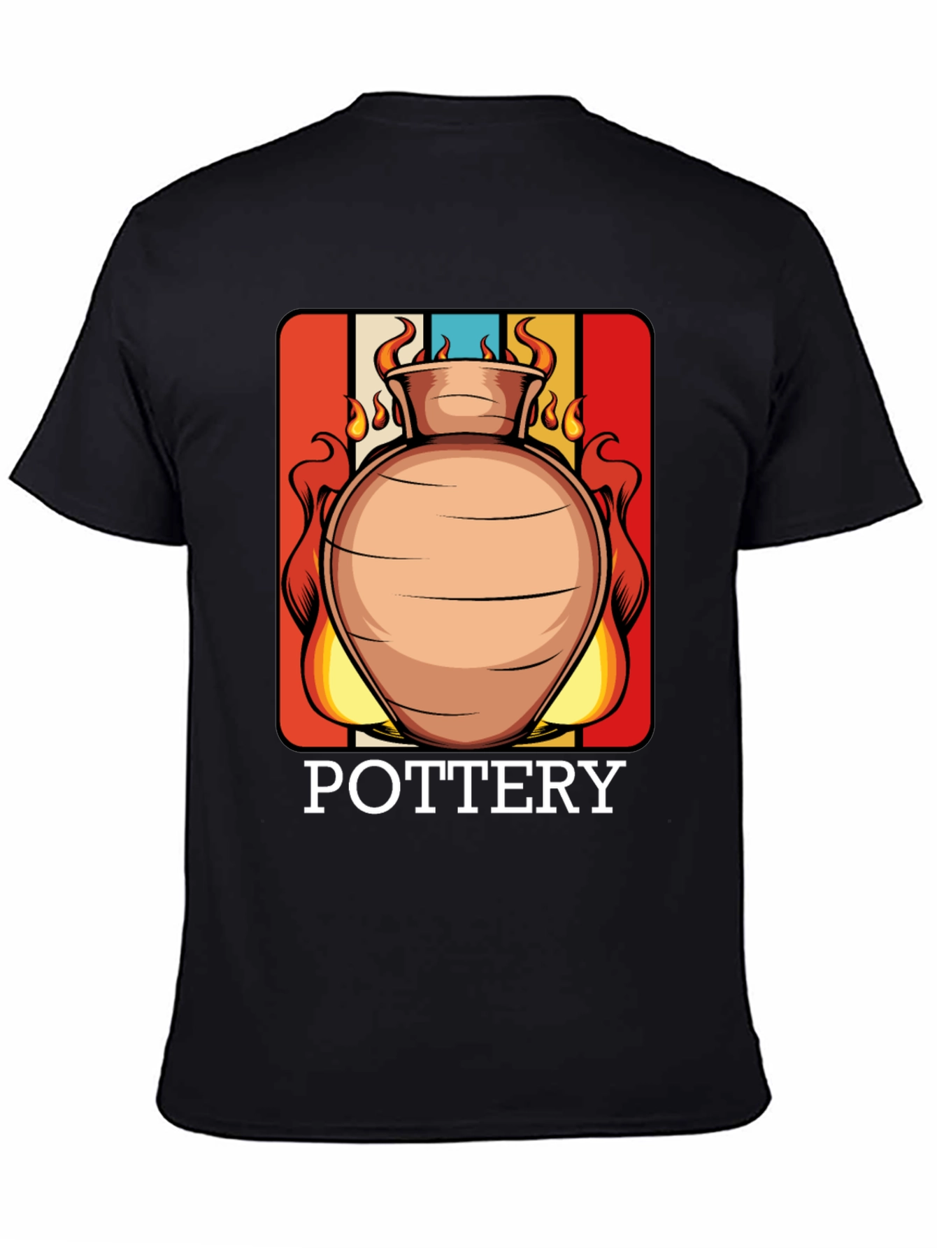 Black Pottery T-Shirt - Retro Clay Vase Design view 4