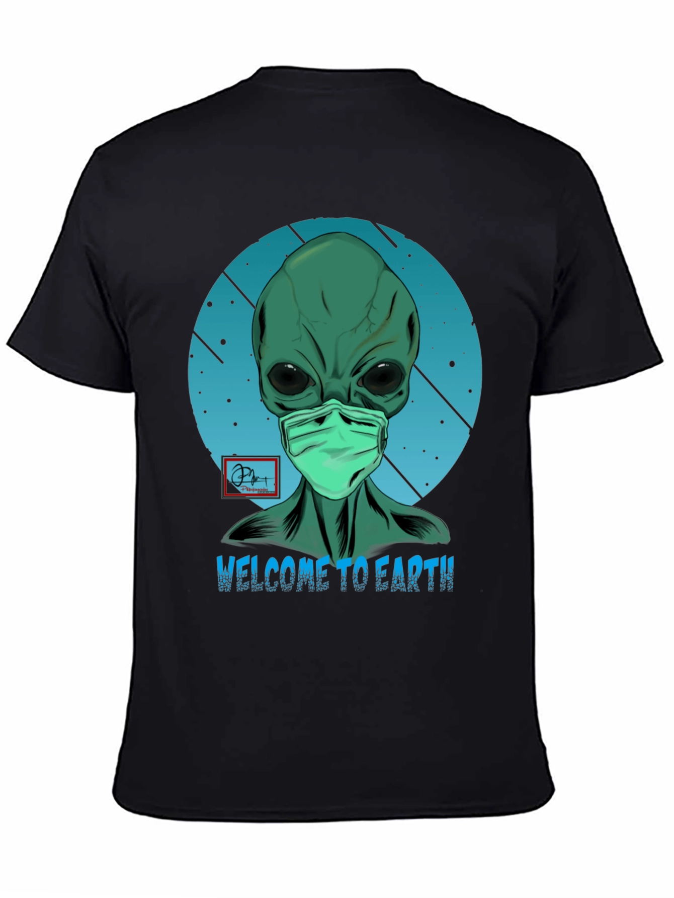 Black Welcome Alien T-Shirt - Funny Graphic Tee view 4