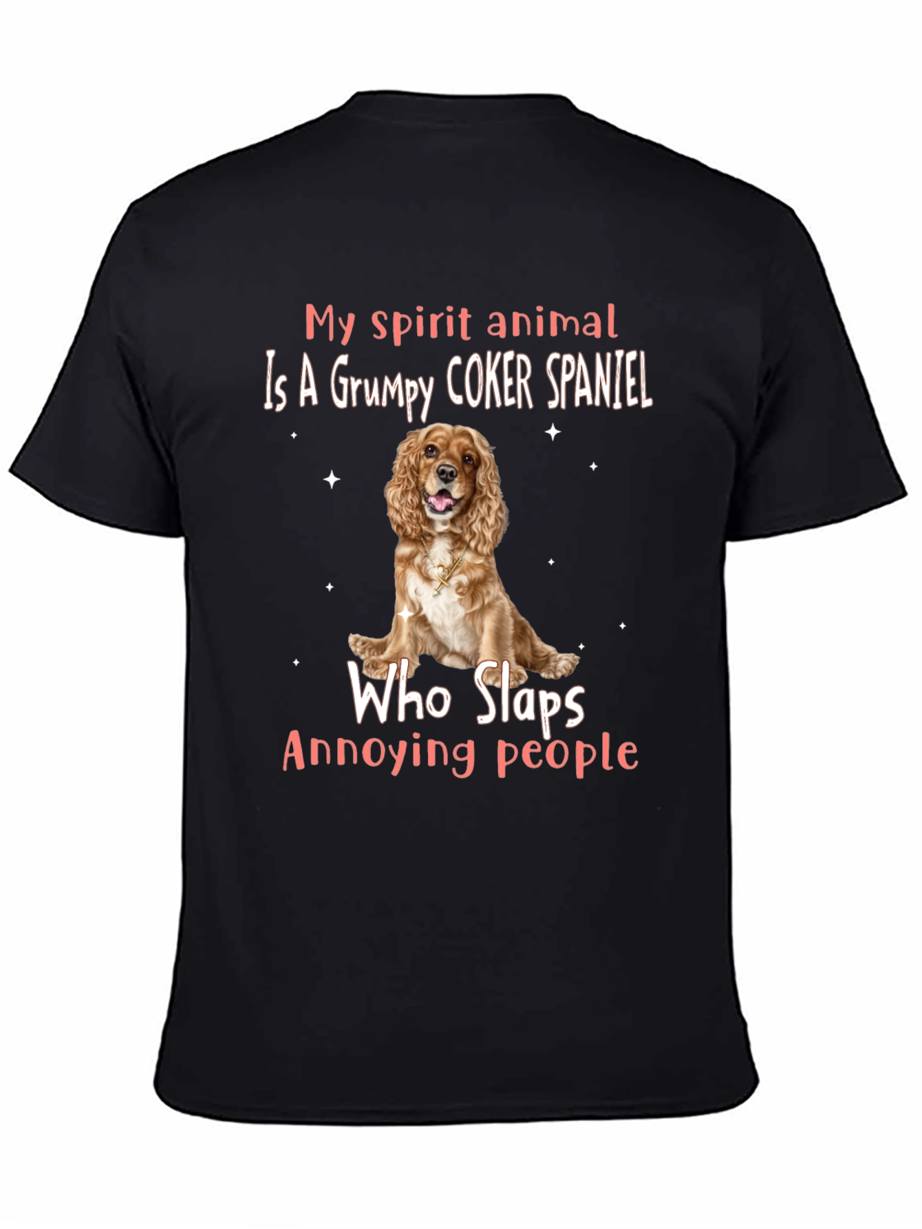 Black Grumpy Cocker Spaniel Spirit Animal Tee view 4