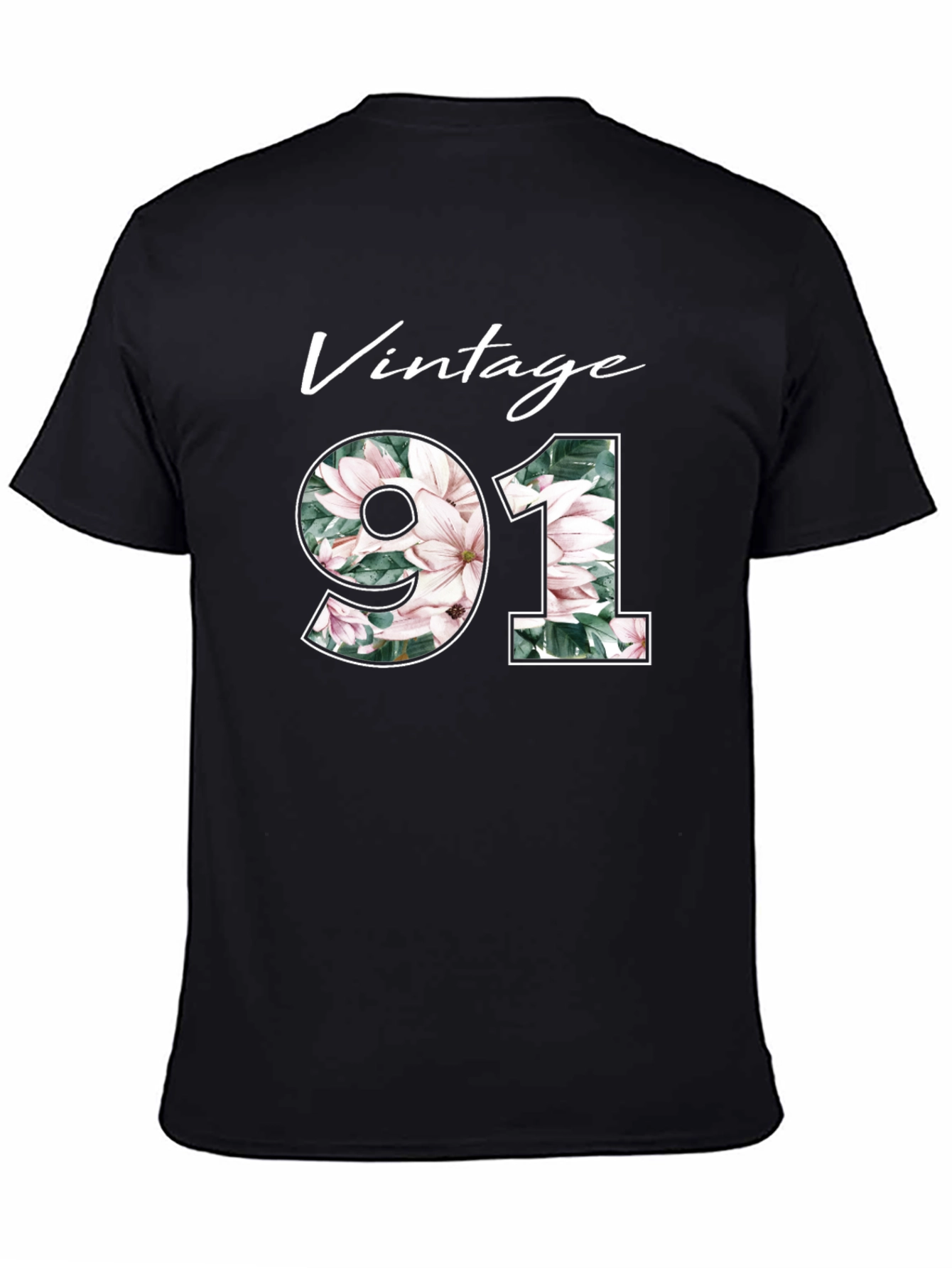 Black Vintage 91 Floral Black T-Shirt view 4