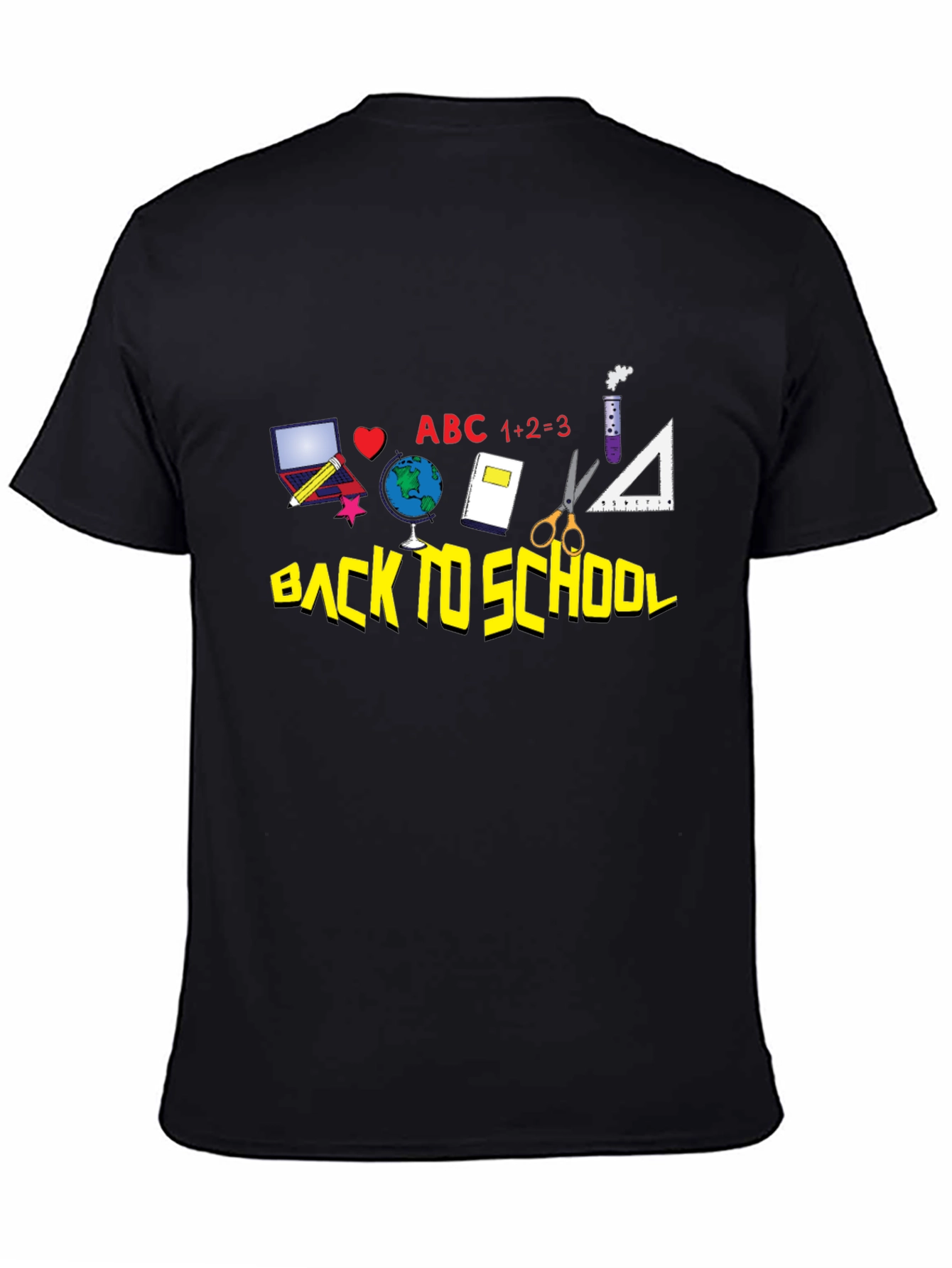 Black Back to School Graphic Tee - Black Cotton T-Shirt view 4
