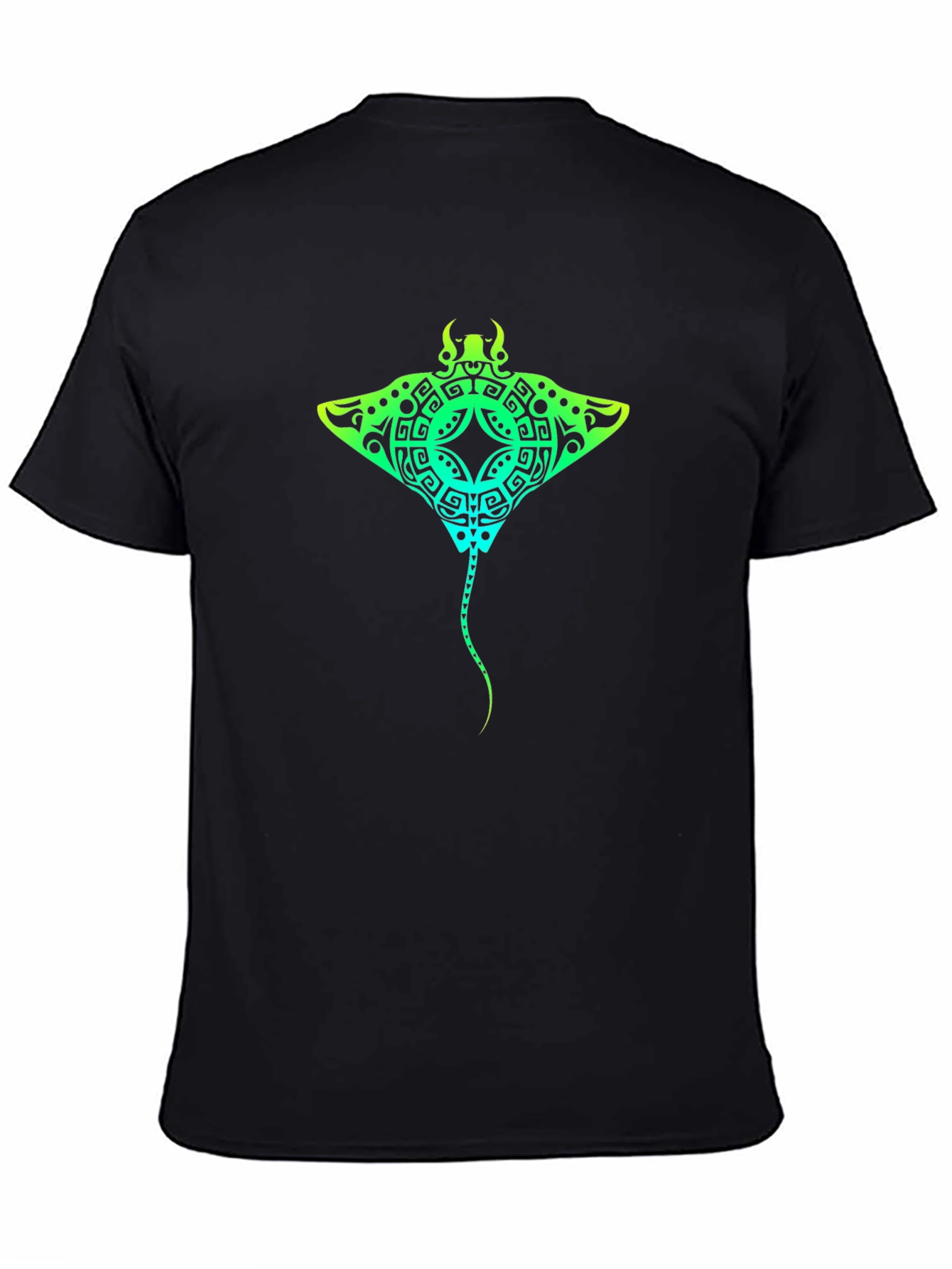 Black Manta Ray Graphic Tee - Black Cotton Comfort view 4