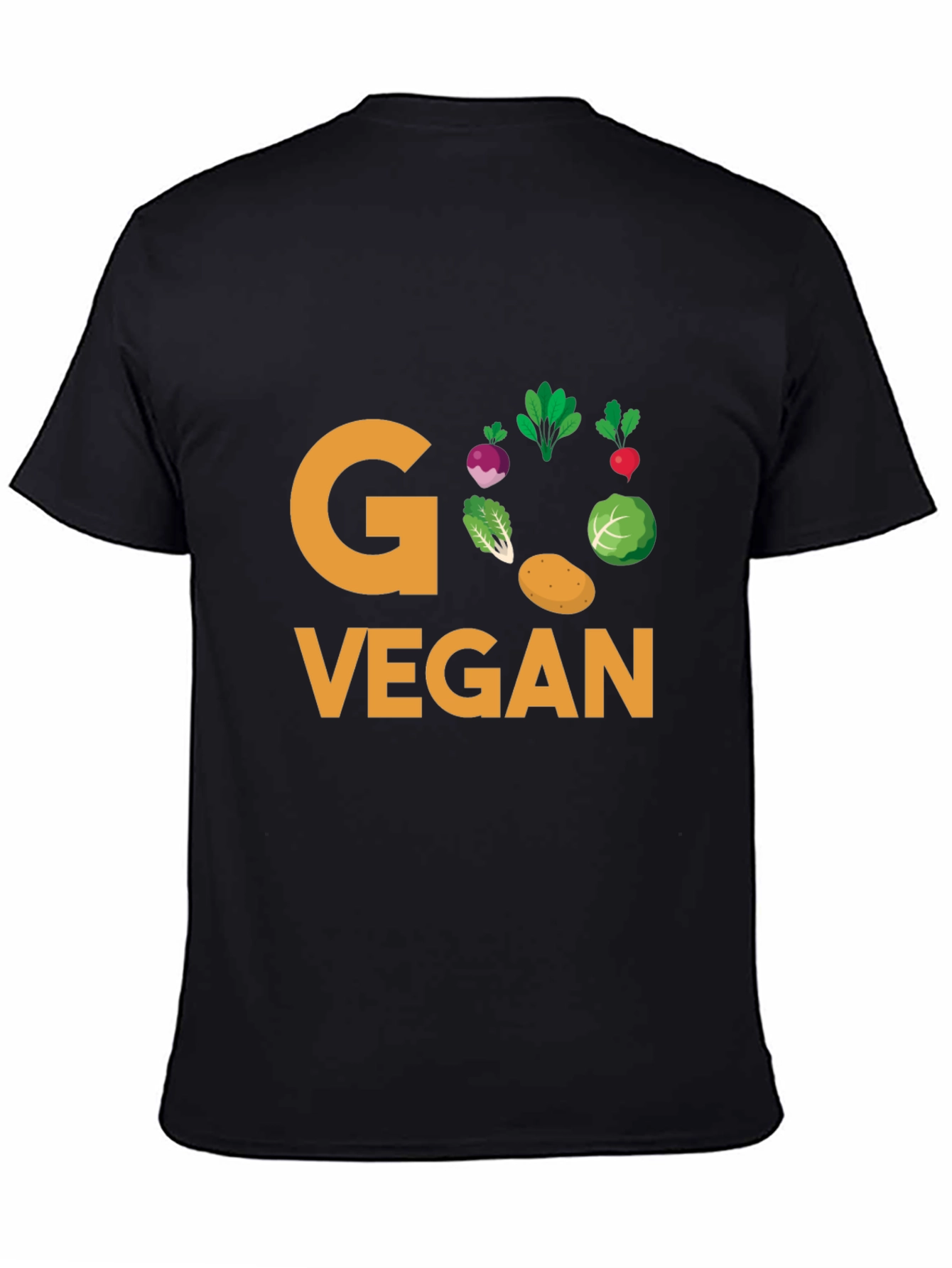 Black Go Vegan T-Shirt - Black Cotton Tee view 4