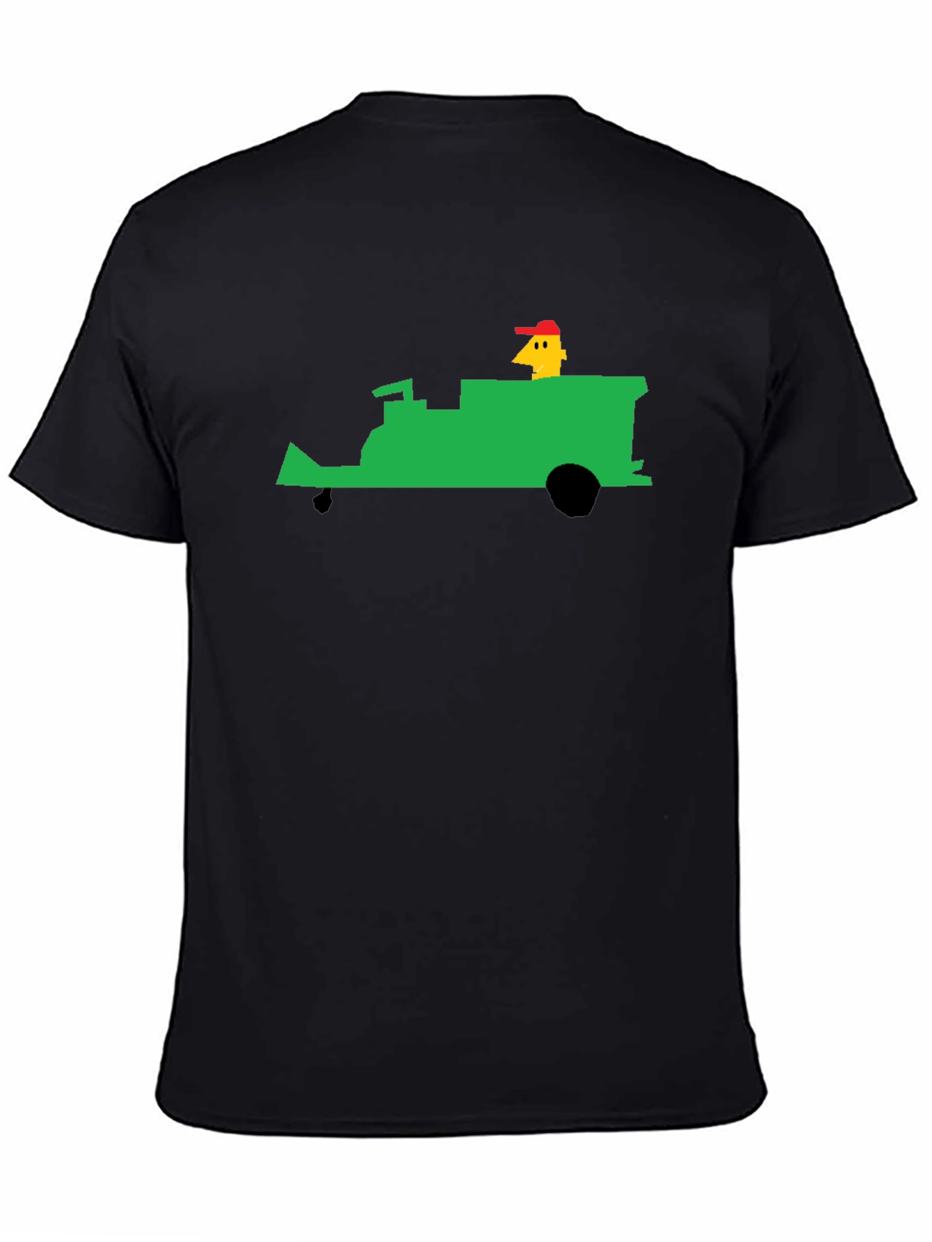 Black Retro T-Shirt: Pixelated Green Tractor Ride view 4