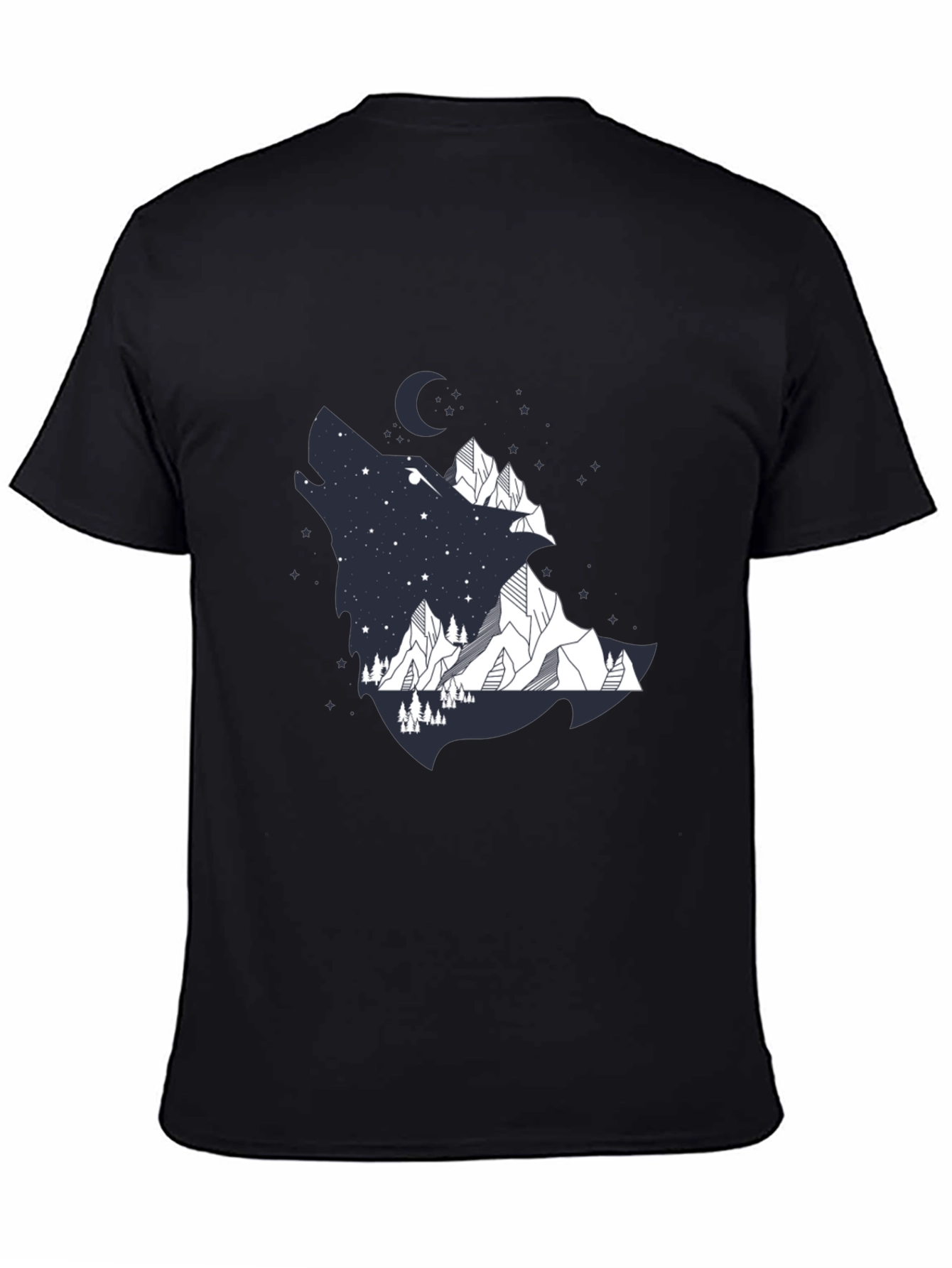 Black Wolf Mountain Graphic Tee - Men's Black T-Shirt view 4