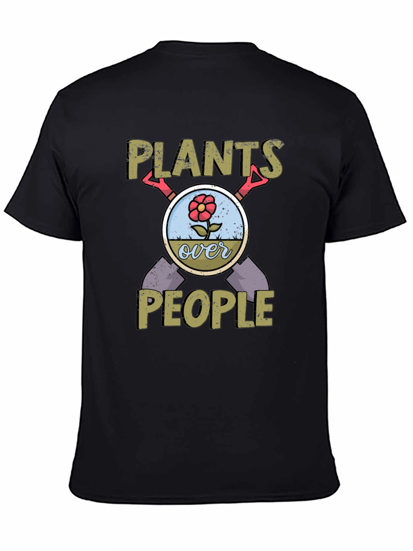Black Plants Over People Graphic Tee - Gardening Enthusiast T-Shirt view 4