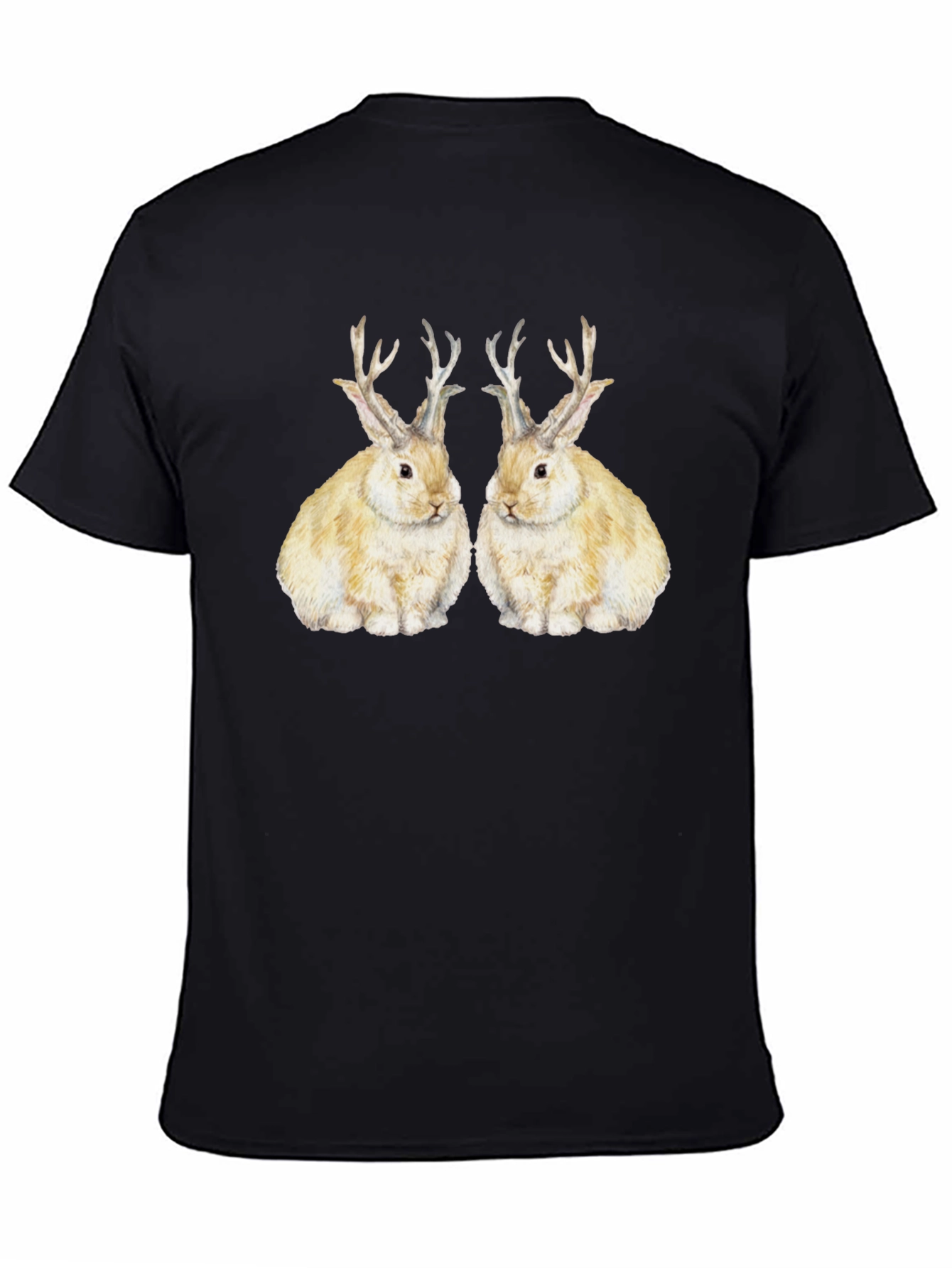Black Rabbit With Antlers Graphic Tee view 4