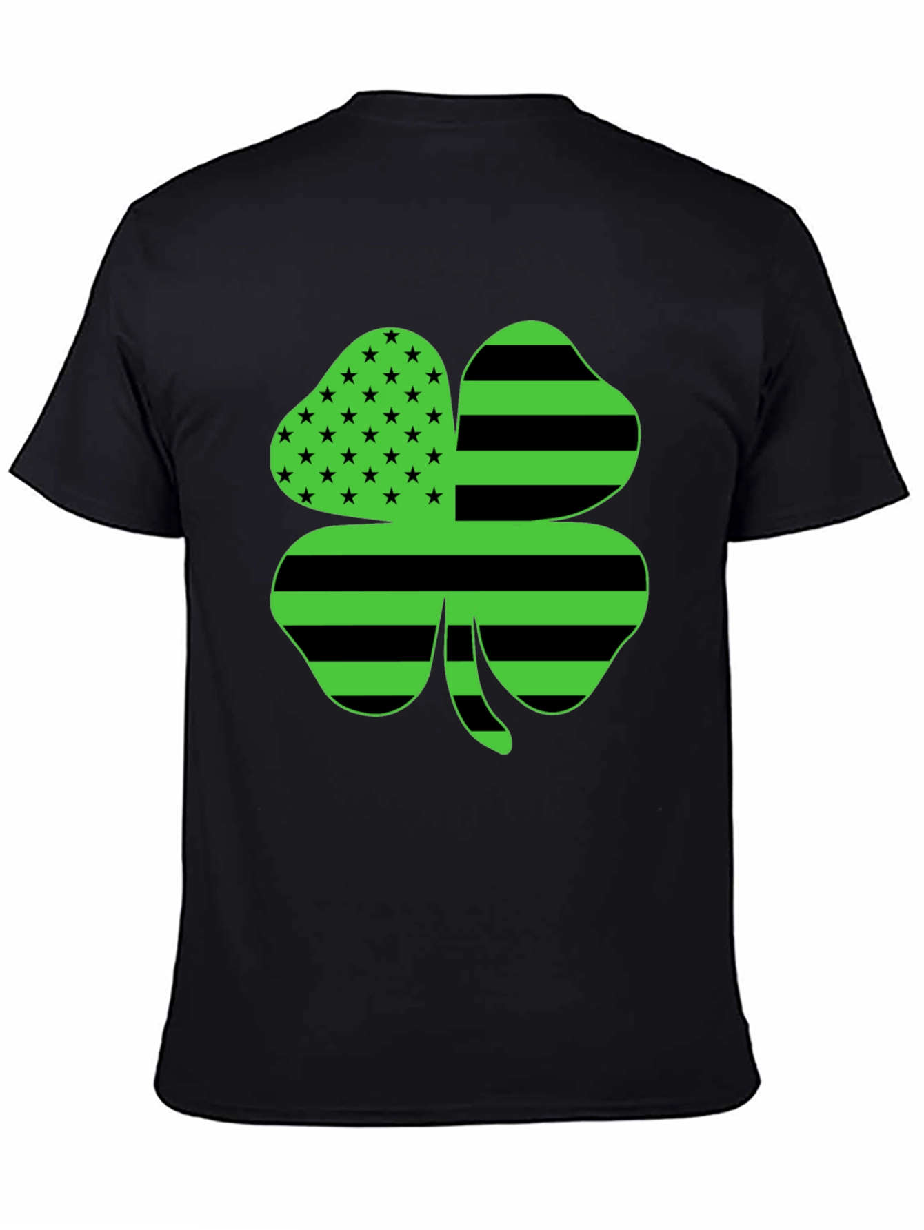 Black St. Patrick's Day Shamrock Novelty Graphic Tee view 4