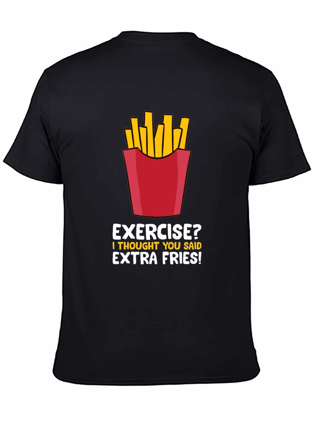 Black Funny Extra Fries Graphic T-Shirt view 4